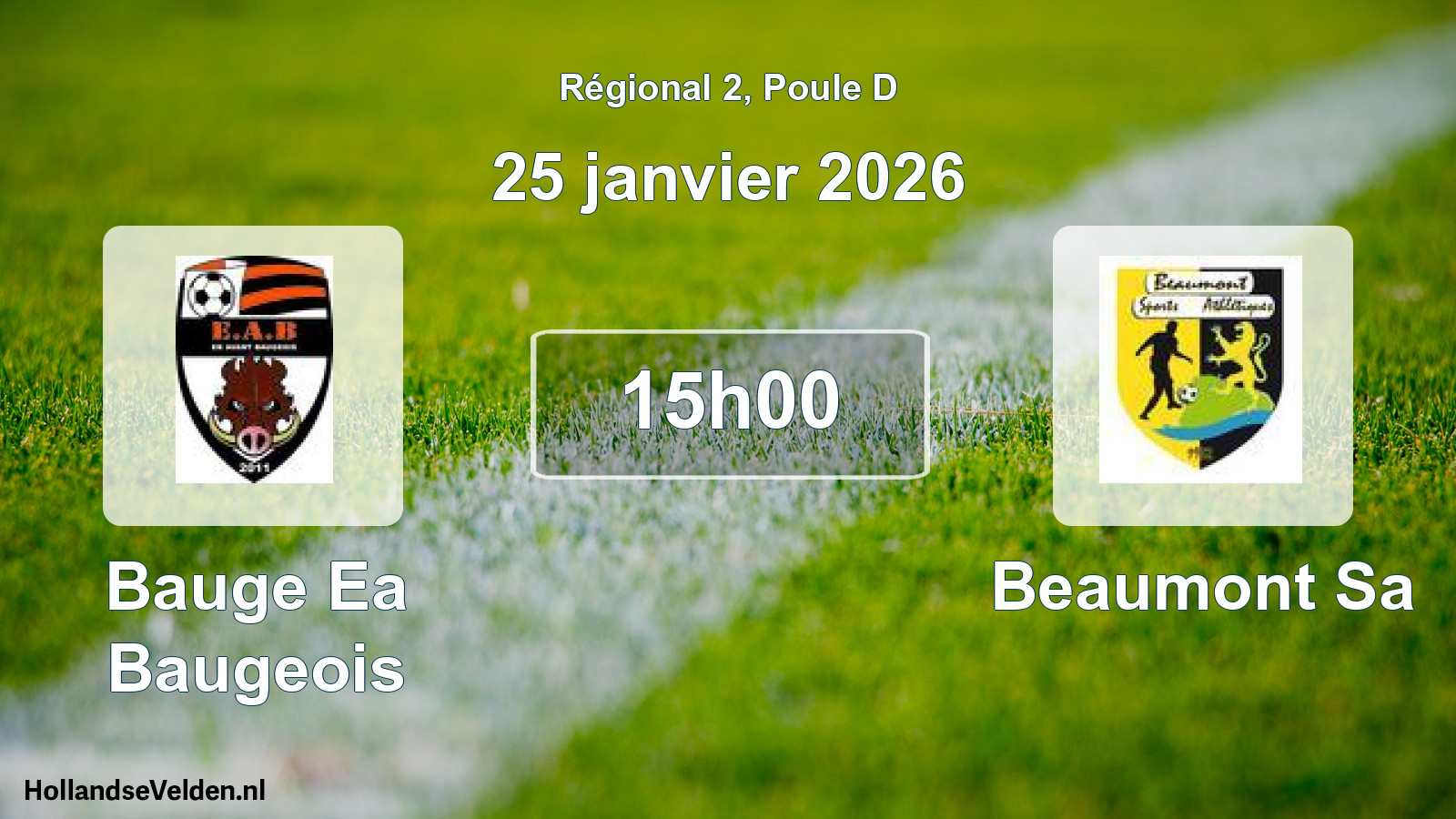 Geplande wedstrijd: Bauge Ea Baugeois - Beaumont Sa (25 janvier 2026)