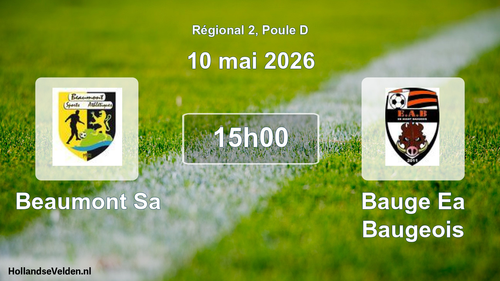 Geplande wedstrijd: Beaumont Sa - Bauge Ea Baugeois (10 mai 2026)