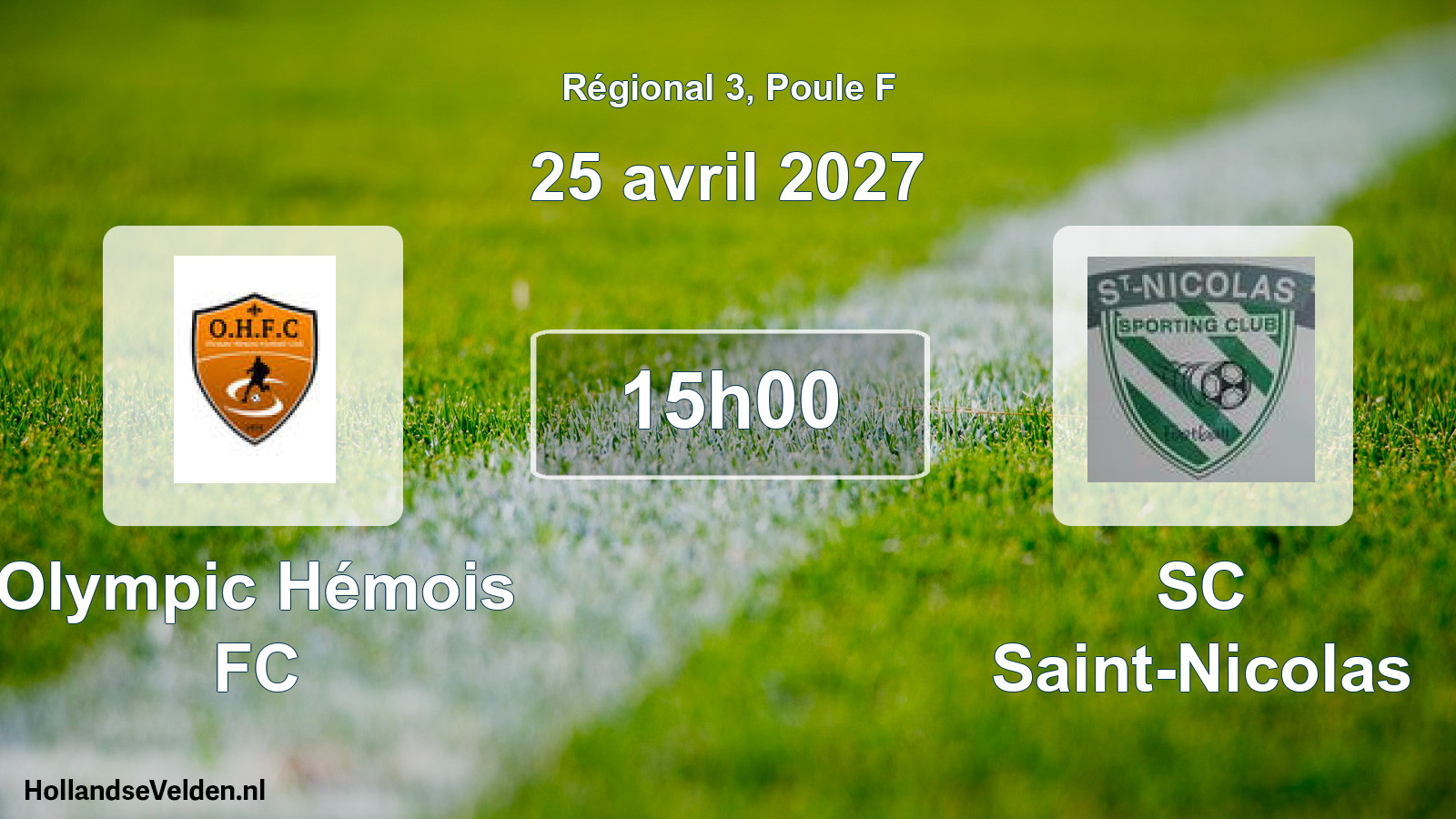 Scheduled Match: Olympic Hémois FC - SC Saint-Nicolas (25 April 2027)