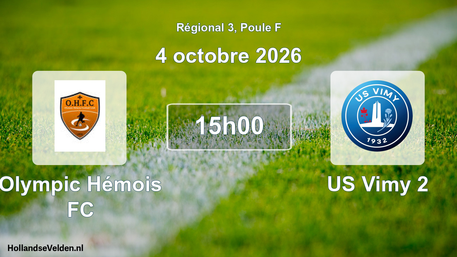 Scheduled Match: Olympic Hémois FC - US Vimy 2 (4 October 2026)