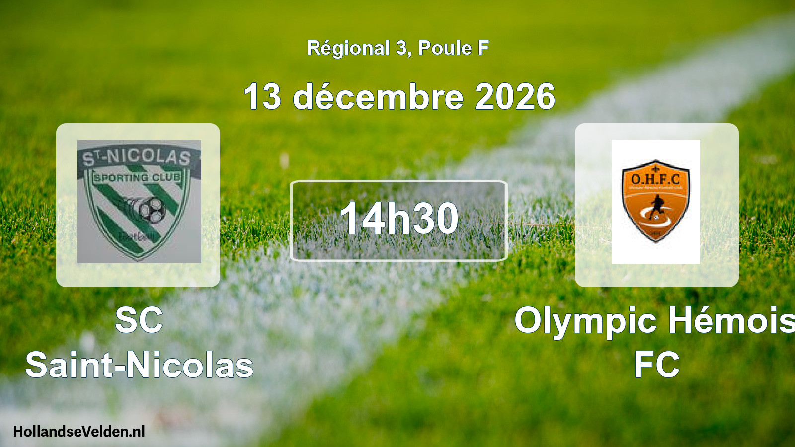 Scheduled Match: SC Saint-Nicolas - Olympic Hémois FC (13 December 2026)