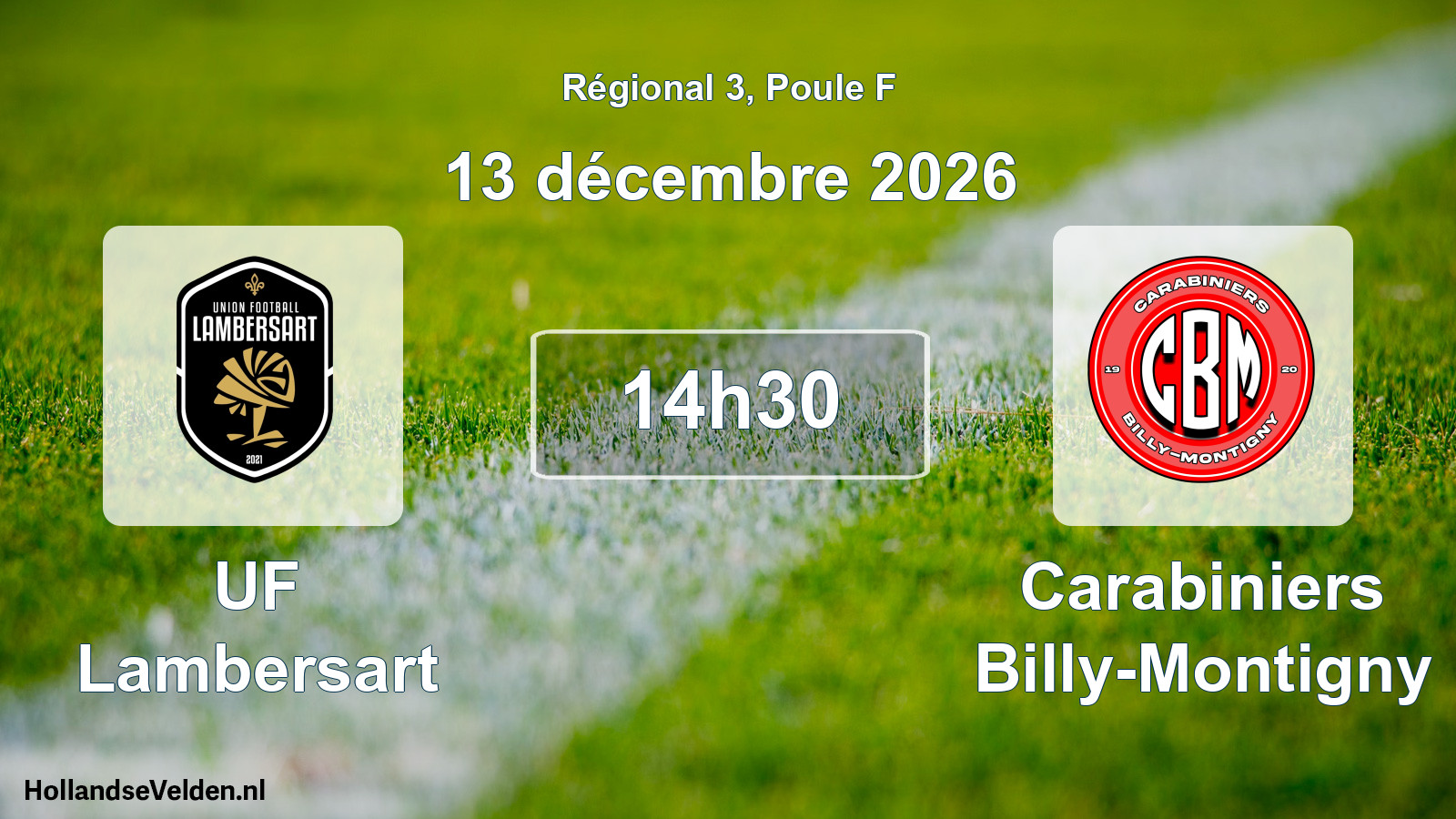 Geplande wedstrijd: UF Lambersart - Carabiniers Billy-Montigny (13 december 2026)