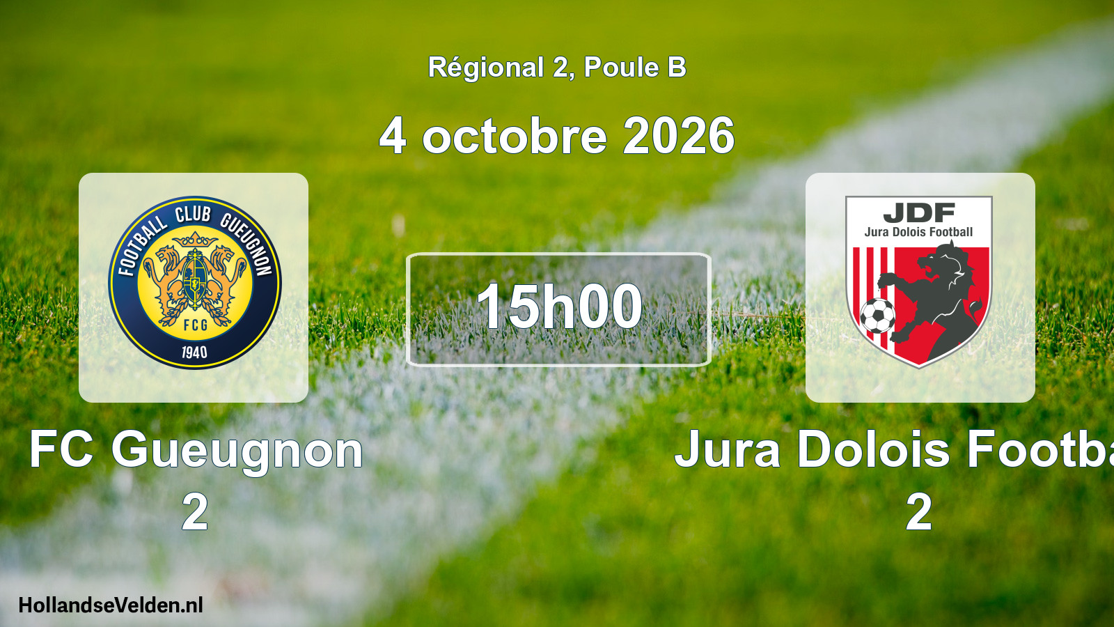 Match programmé: FC Gueugnon 2 - Jura Dolois Football 2 (4 octobre 2026)