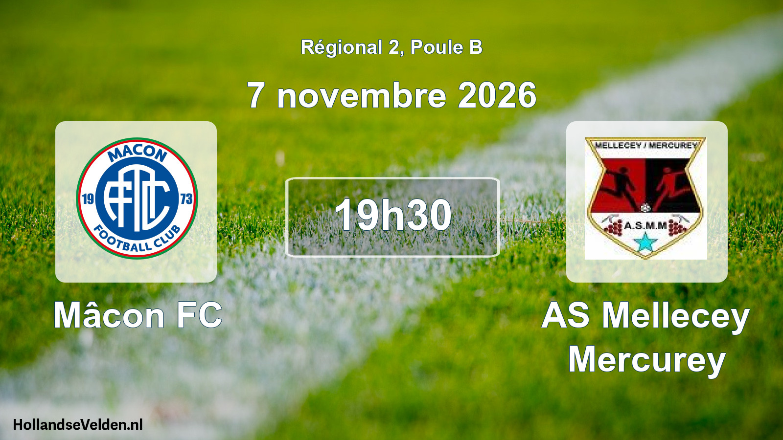 Match programmé: Mâcon FC - AS Mellecey Mercurey (7 novembre 2026)