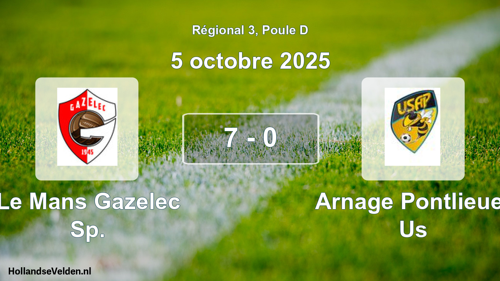 Gespeelde wedstrijd: Le Mans Gazelec Sp. - Arnage Pontlieue Us 7 - 0 (5 oktober 2025)