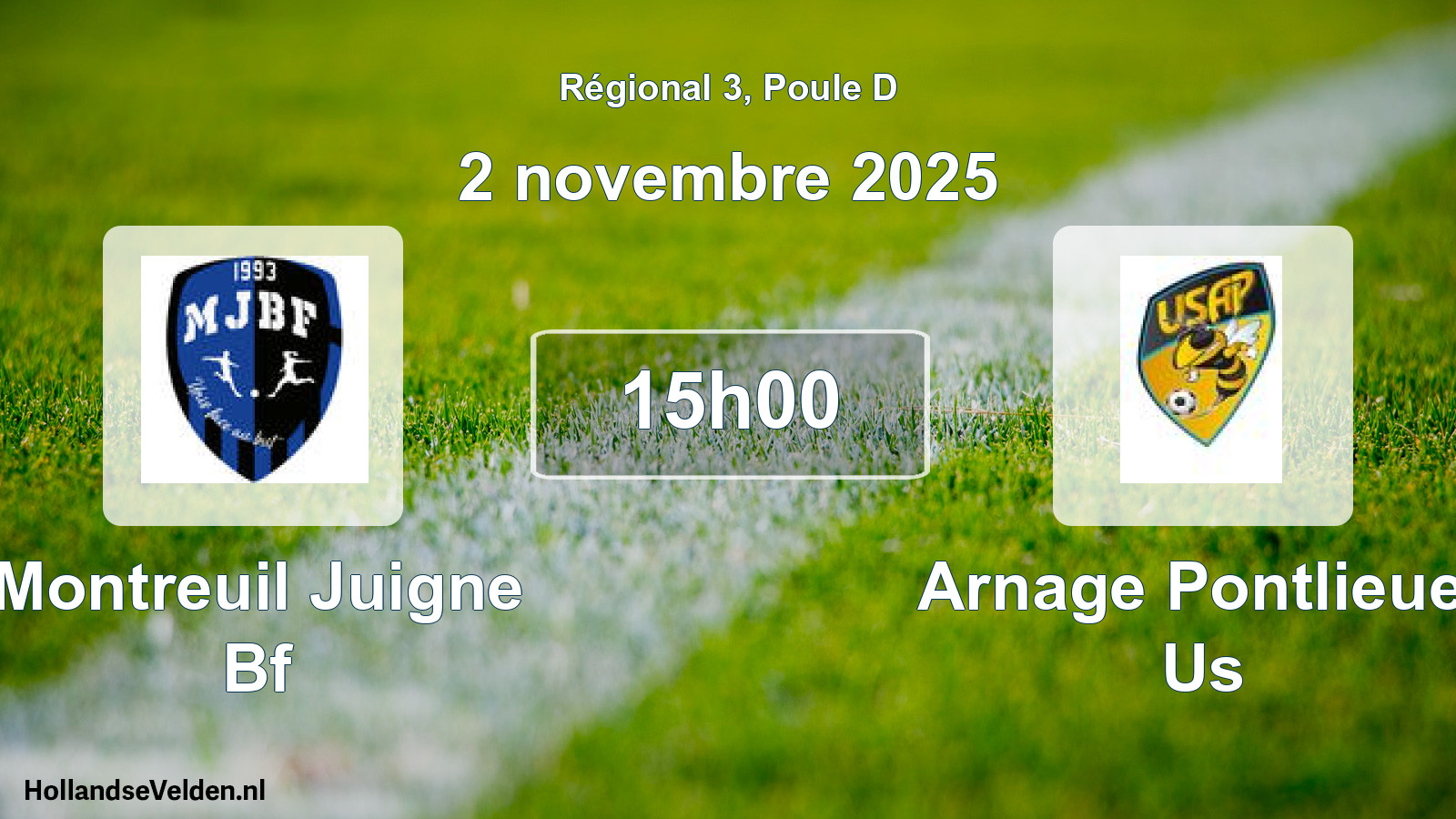 Geplande wedstrijd: Montreuil Juigne Bf - Arnage Pontlieue Us (2 november 2025)