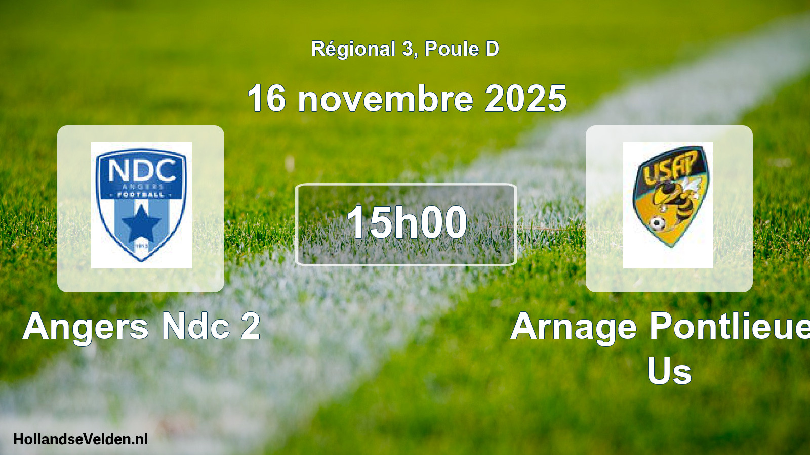Geplande wedstrijd: Angers Ndc 2 - Arnage Pontlieue Us (16 november 2025)