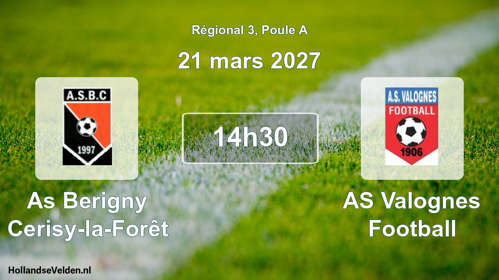 Scheduled Match: As Berigny Cerisy-la-Forêt - AS Valognes Football (21 March 2027)