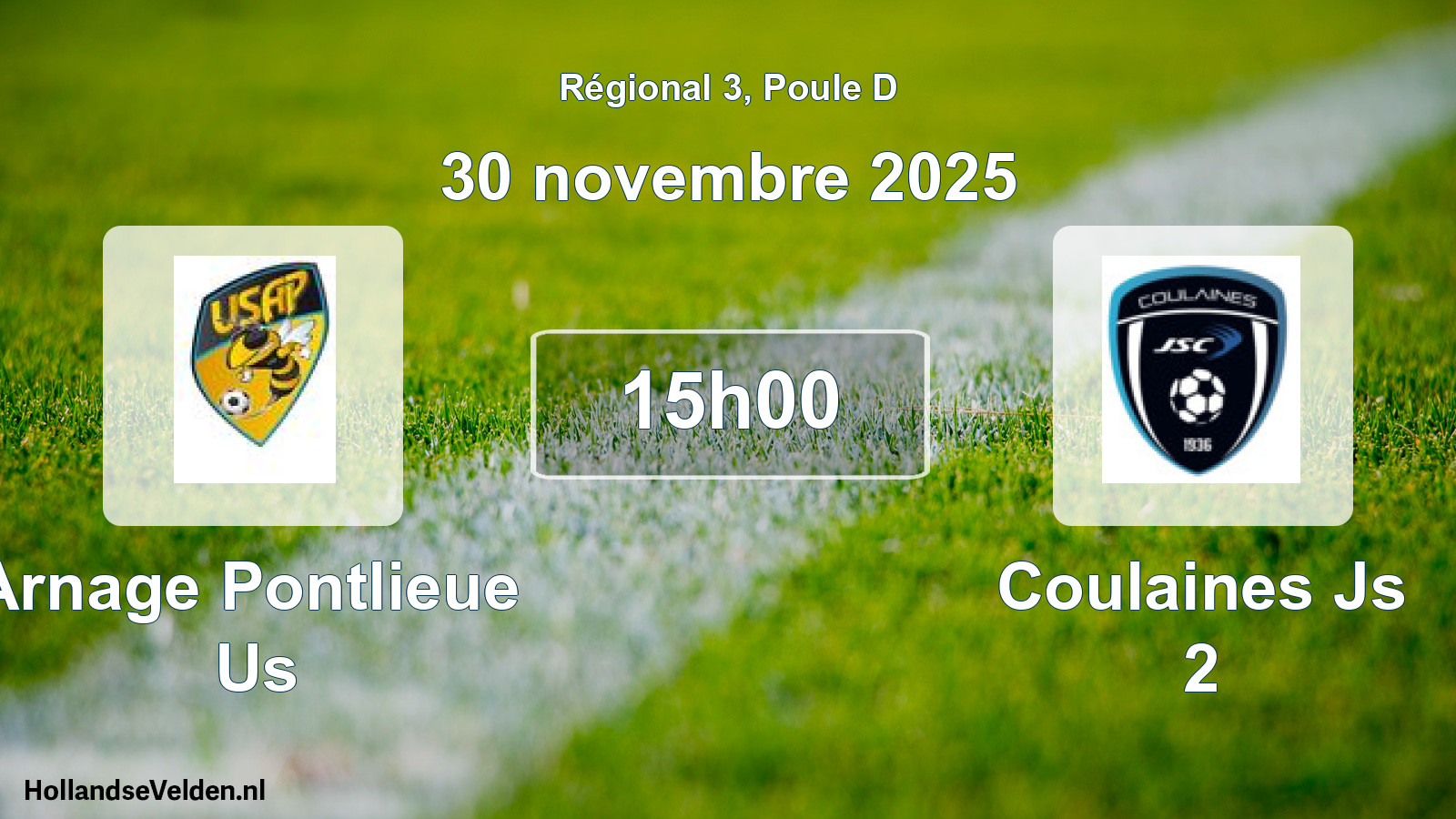 Geplande wedstrijd: Arnage Pontlieue Us - Coulaines Js 2 (30 novembre 2025)