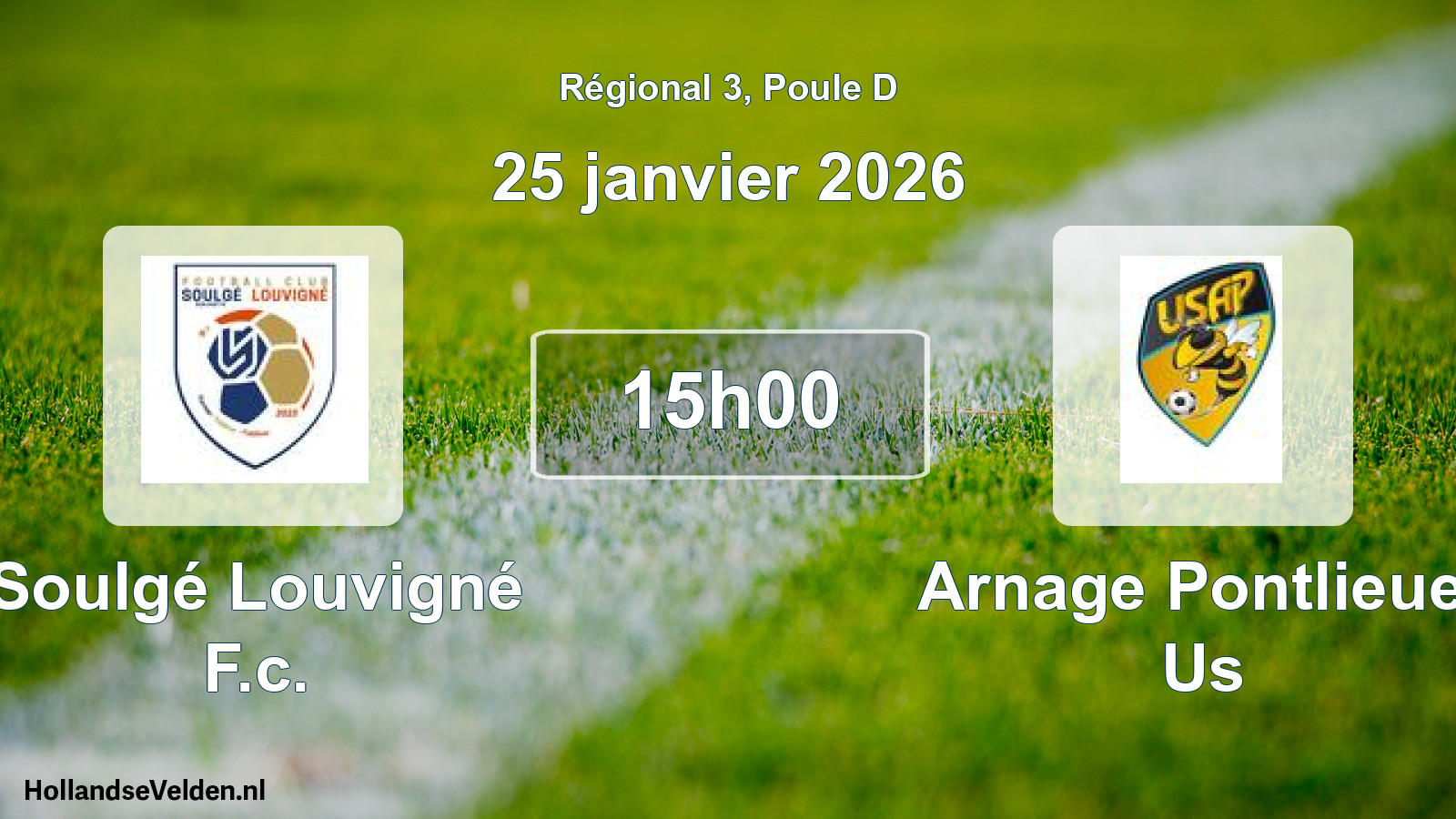 Geplande wedstrijd: Soulgé Louvigné F.c. - Arnage Pontlieue Us (25 janvier 2026)