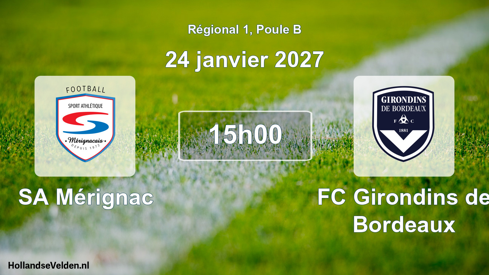 Scheduled Match: SA Mérignac - FC Girondins de Bordeaux (24 January 2027)