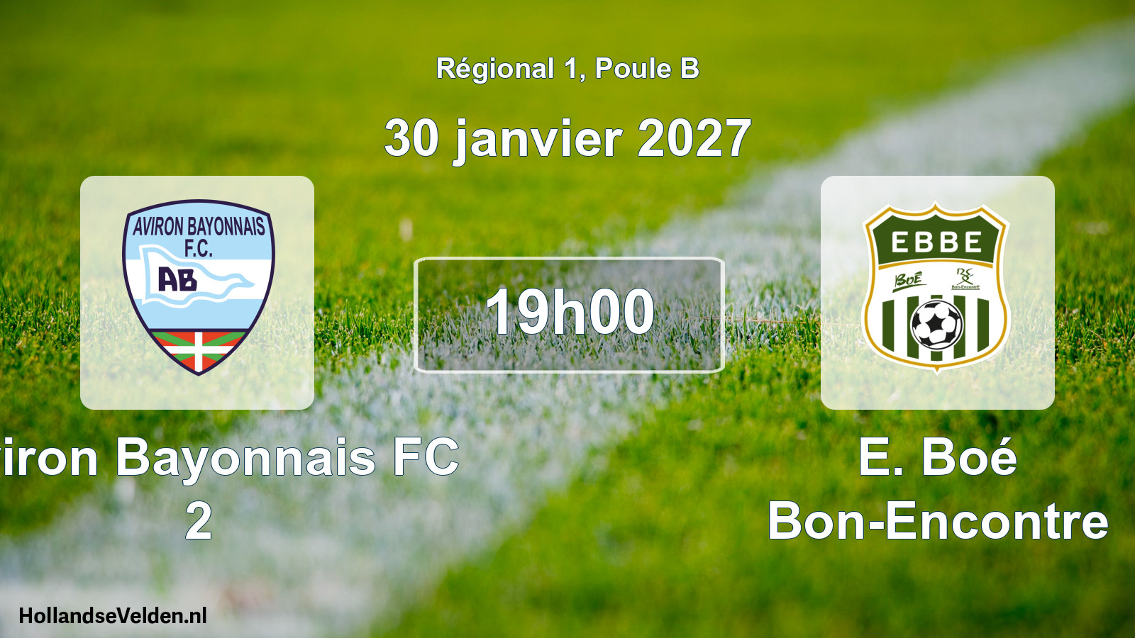 Scheduled Match: Aviron Bayonnais FC 2 - E. Boé Bon-Encontre (30 January 2027)