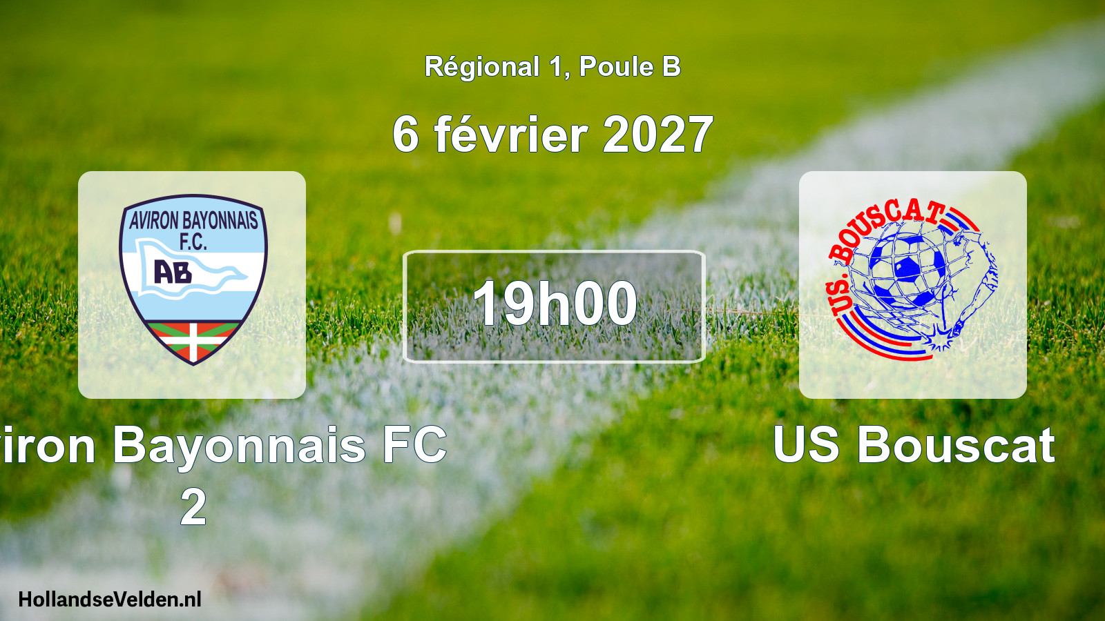 Match programmé: Aviron Bayonnais FC 2 - US Bouscat (6 février 2027)