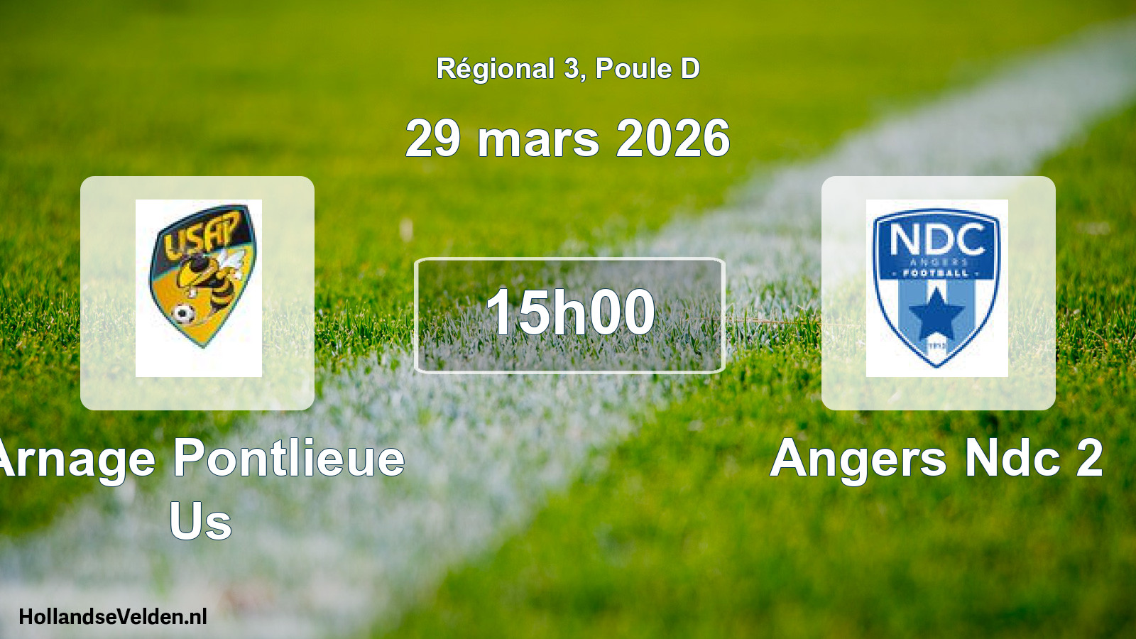 Geplande wedstrijd: Arnage Pontlieue Us - Angers Ndc 2 (29 maart 2026)