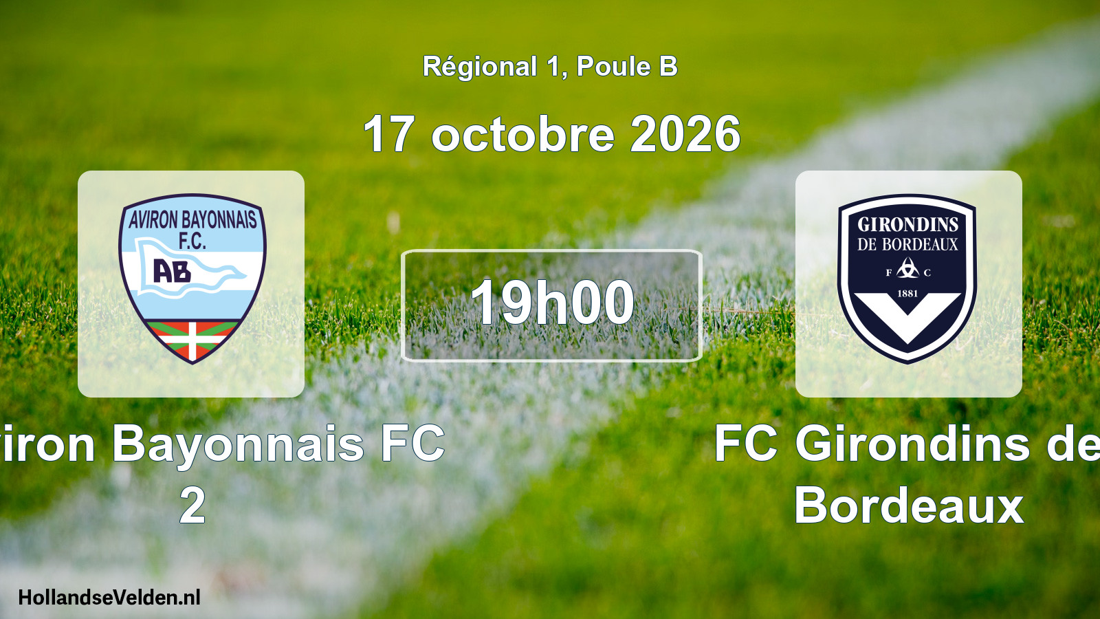 Scheduled Match: Aviron Bayonnais FC 2 - FC Girondins de Bordeaux (17 October 2026)