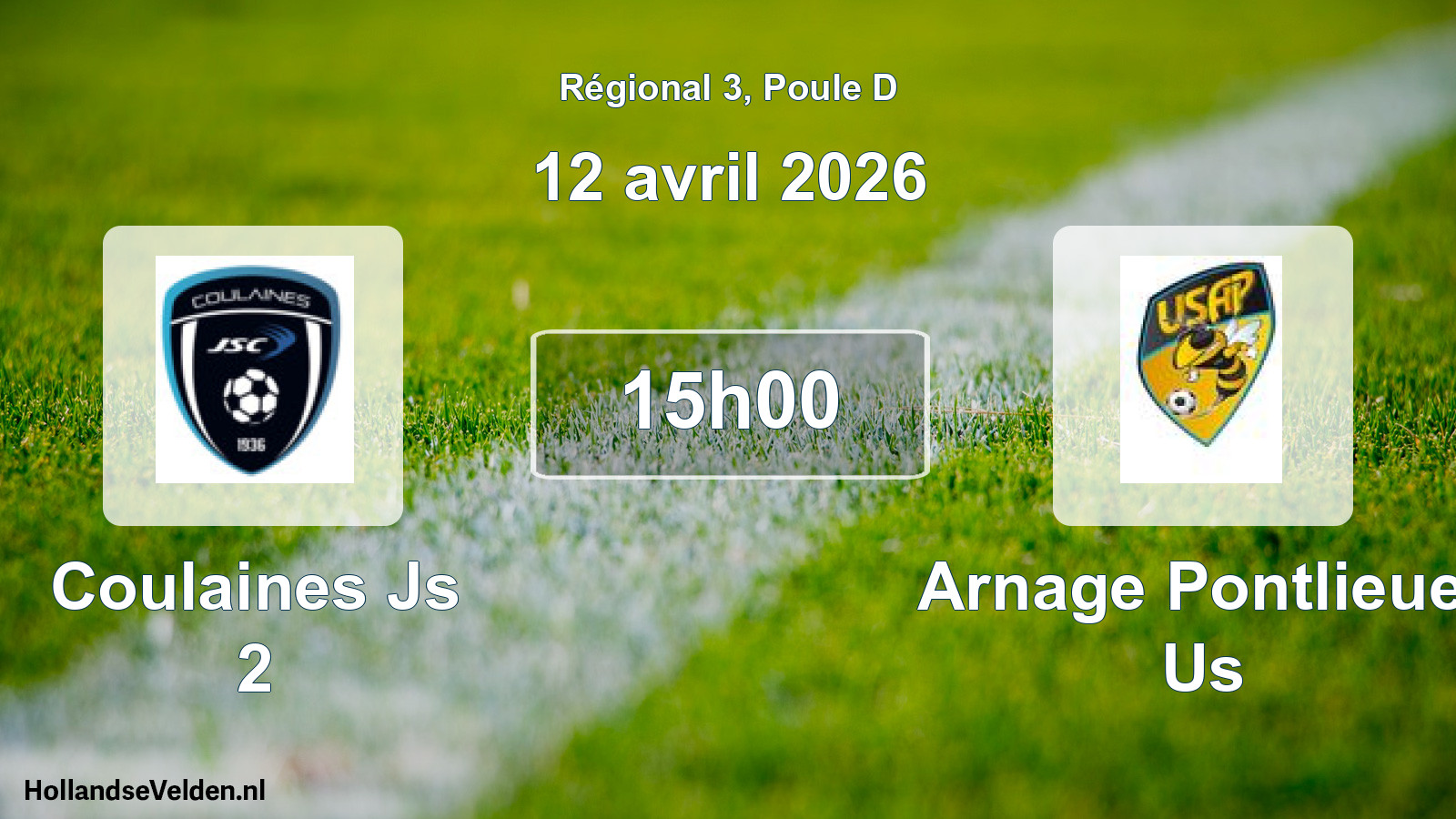 Geplande wedstrijd: Coulaines Js 2 - Arnage Pontlieue Us (12 avril 2026)