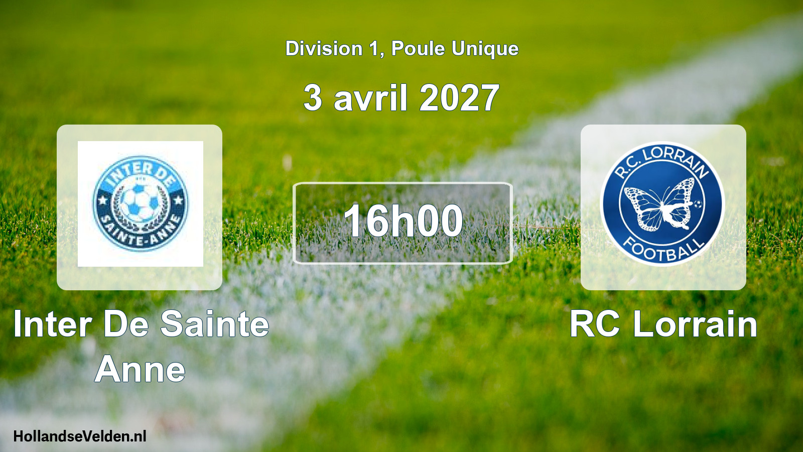 Geplande wedstrijd: Inter De Sainte Anne - RC Lorrain (3 april 2027)