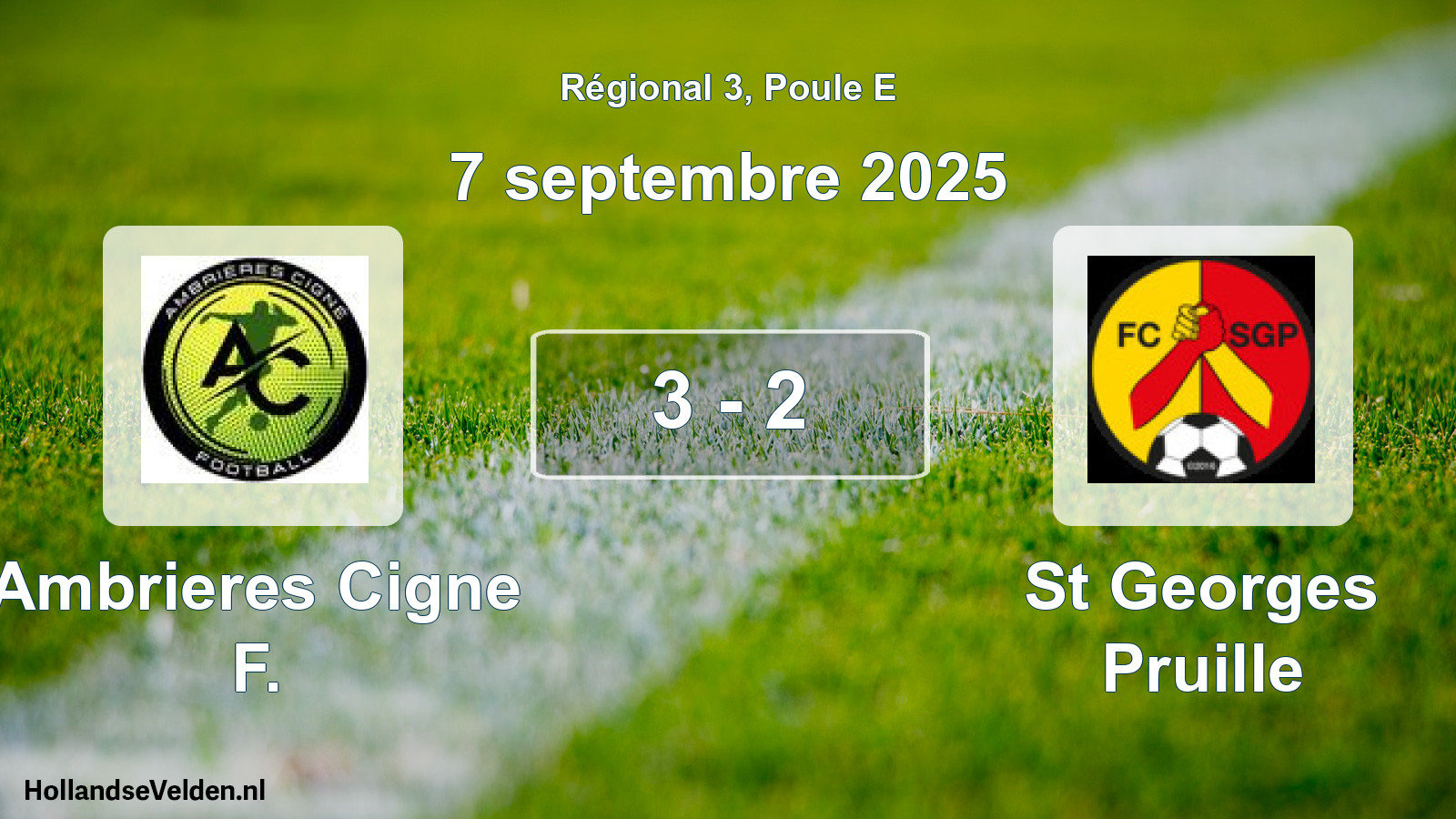 Gespeelde wedstrijd: Ambrieres Cigne F. - St Georges Pruille 3 - 2 (7 september 2025)