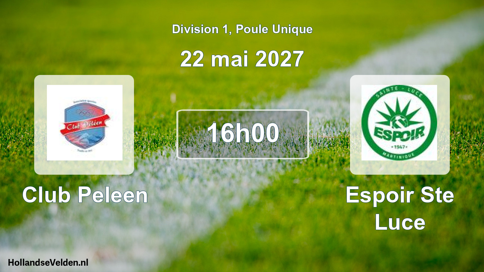 Match programmé: Club Peleen - Espoir Ste Luce (22 mai 2027)