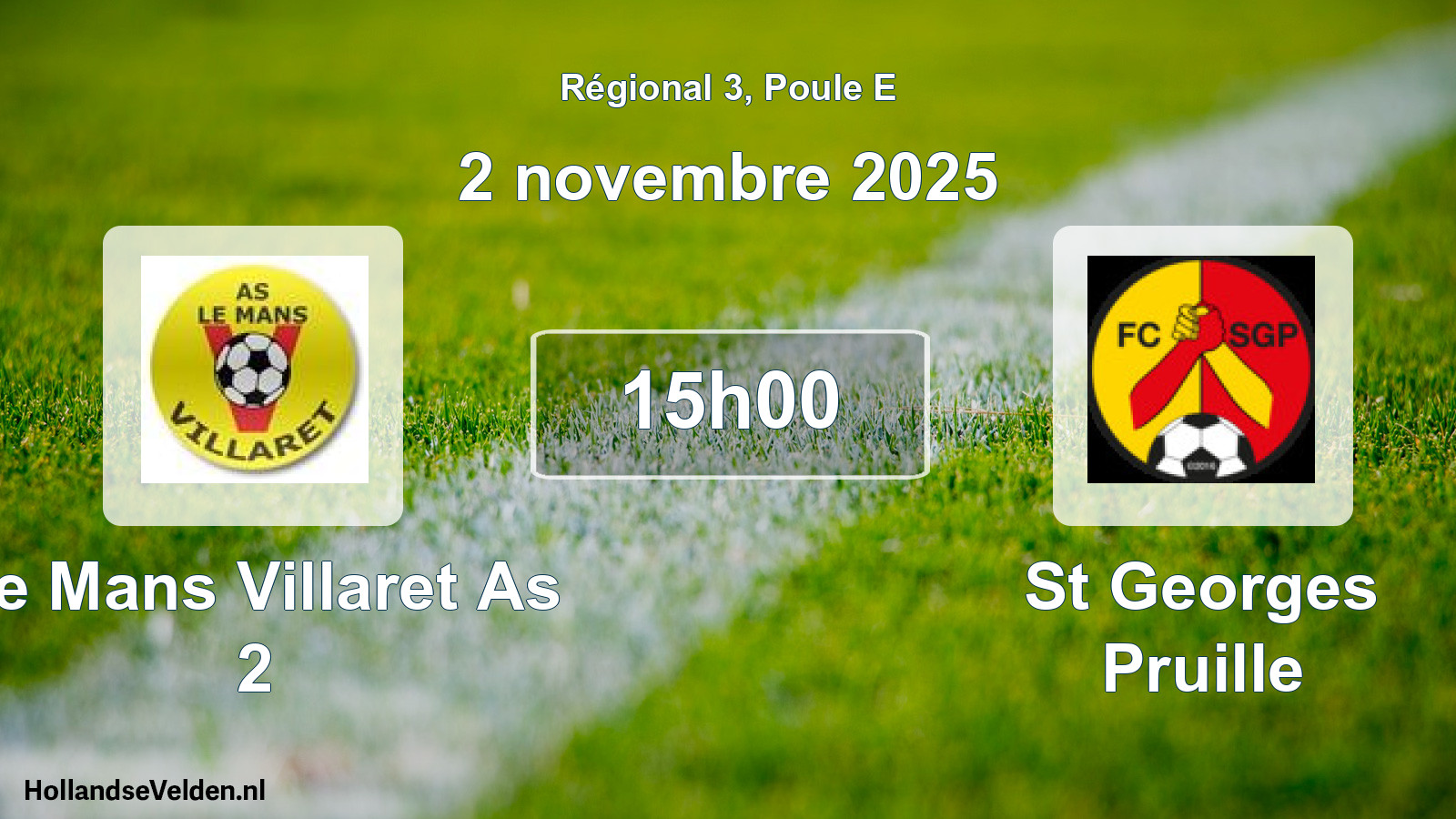 Scheduled Match: Le Mans Villaret As 2 - St Georges Pruille (2 November 2025)