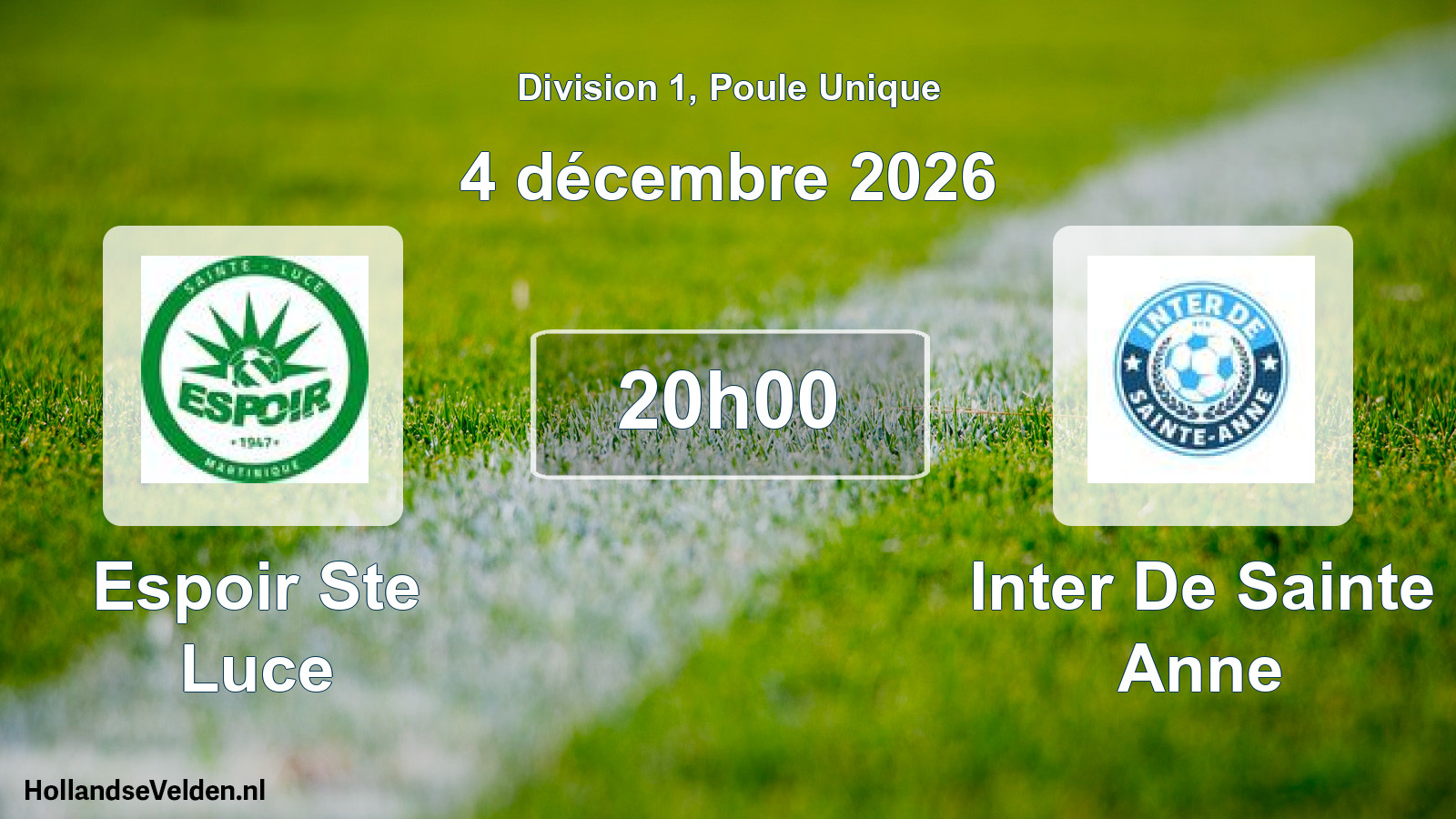 Match programmé: Espoir Ste Luce - Inter De Sainte Anne (4 décembre 2026)