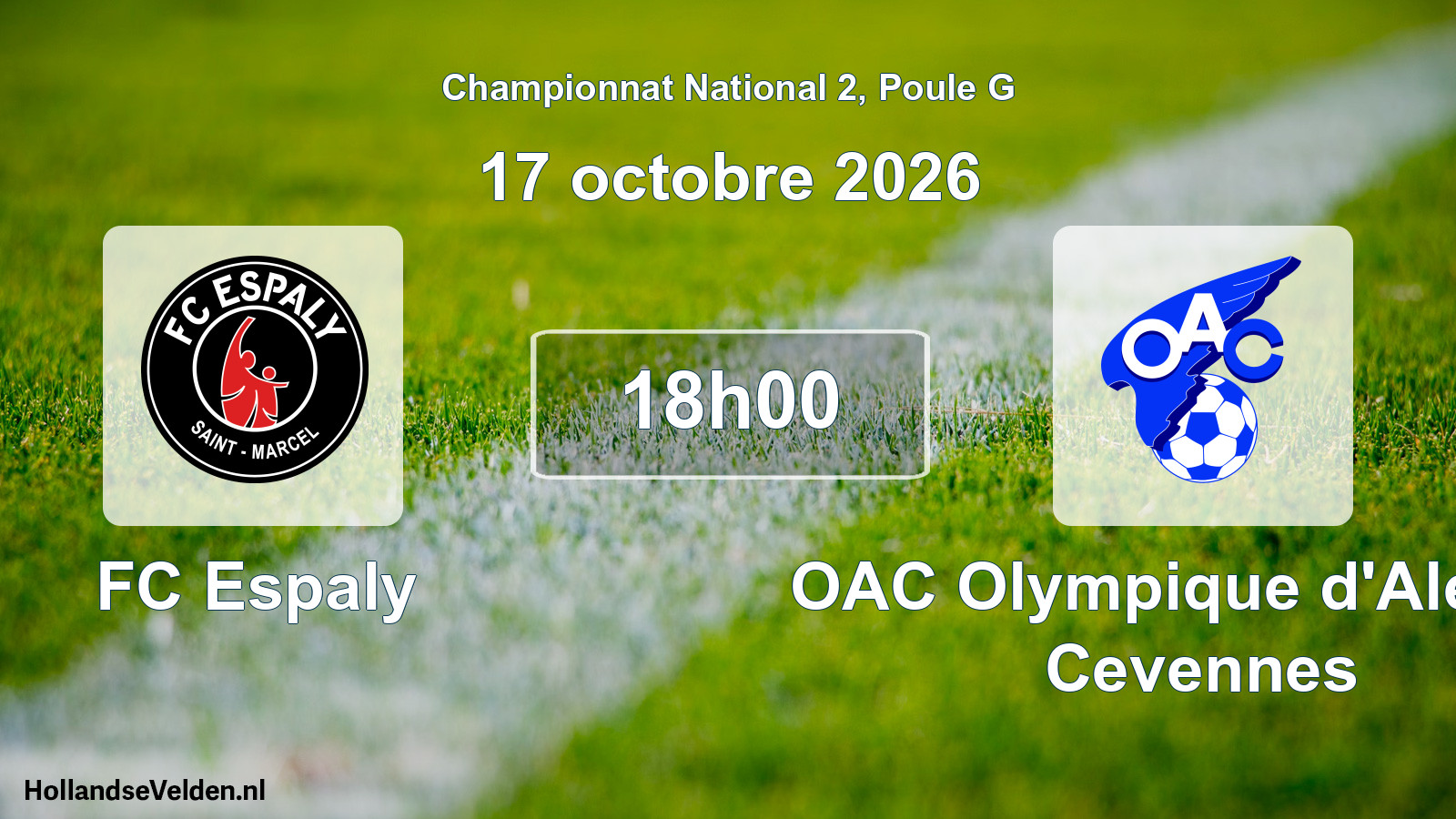 Match programmé: FC Espaly - OAC Olympique d'Ales en Cevennes (17 octobre 2026)