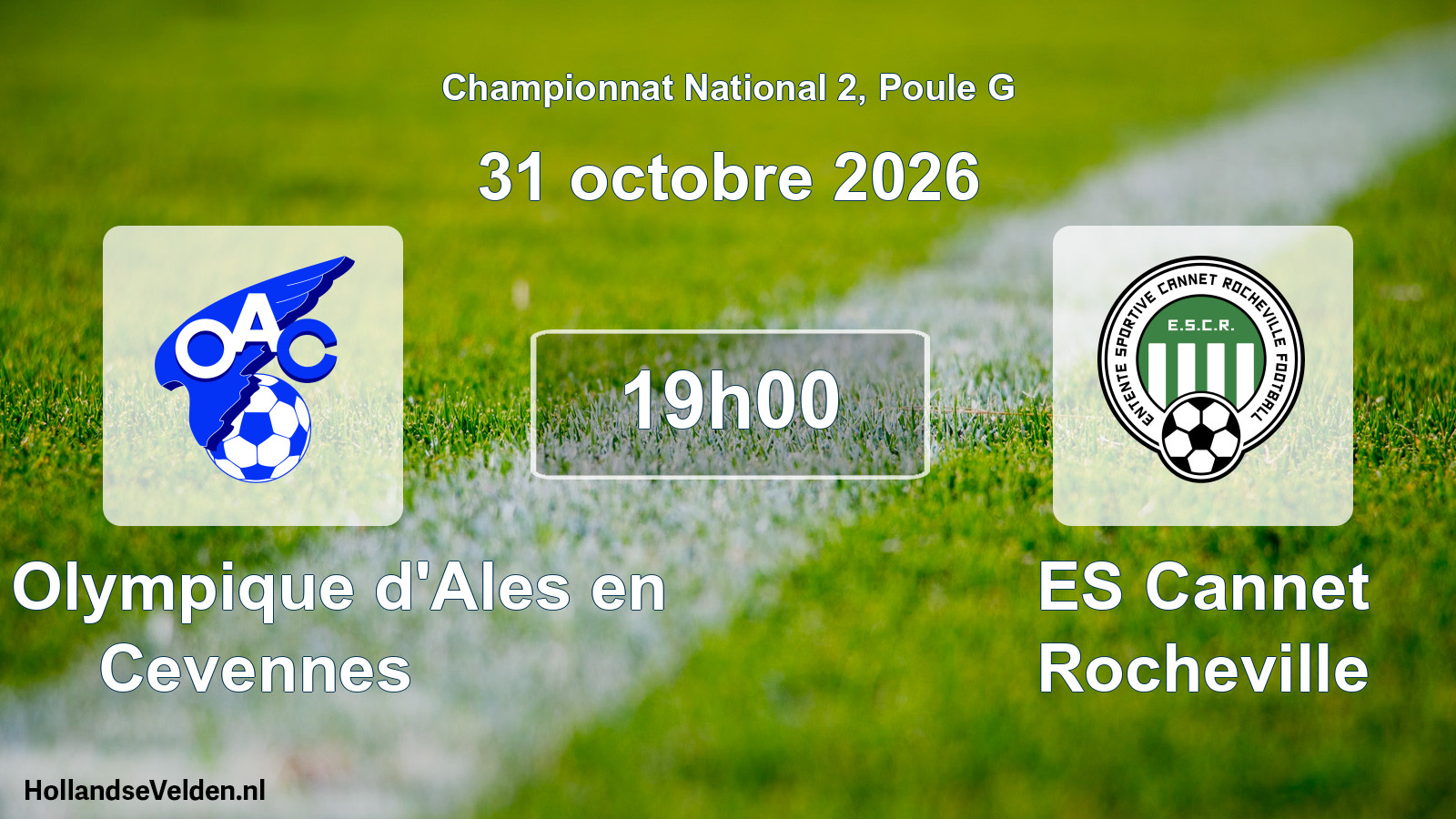 Match programmé: OAC Olympique d'Ales en Cevennes - ES Cannet Rocheville (31 octobre 2026)