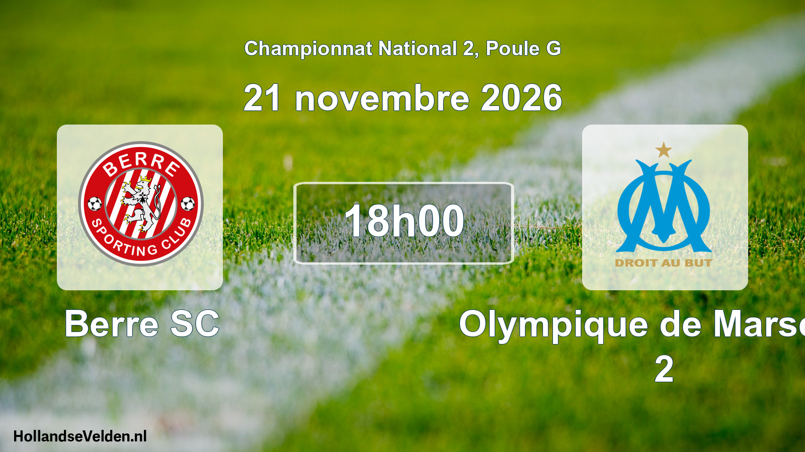 Match programmé: Berre SC - Olympique de Marseille 2 (21 novembre 2026)