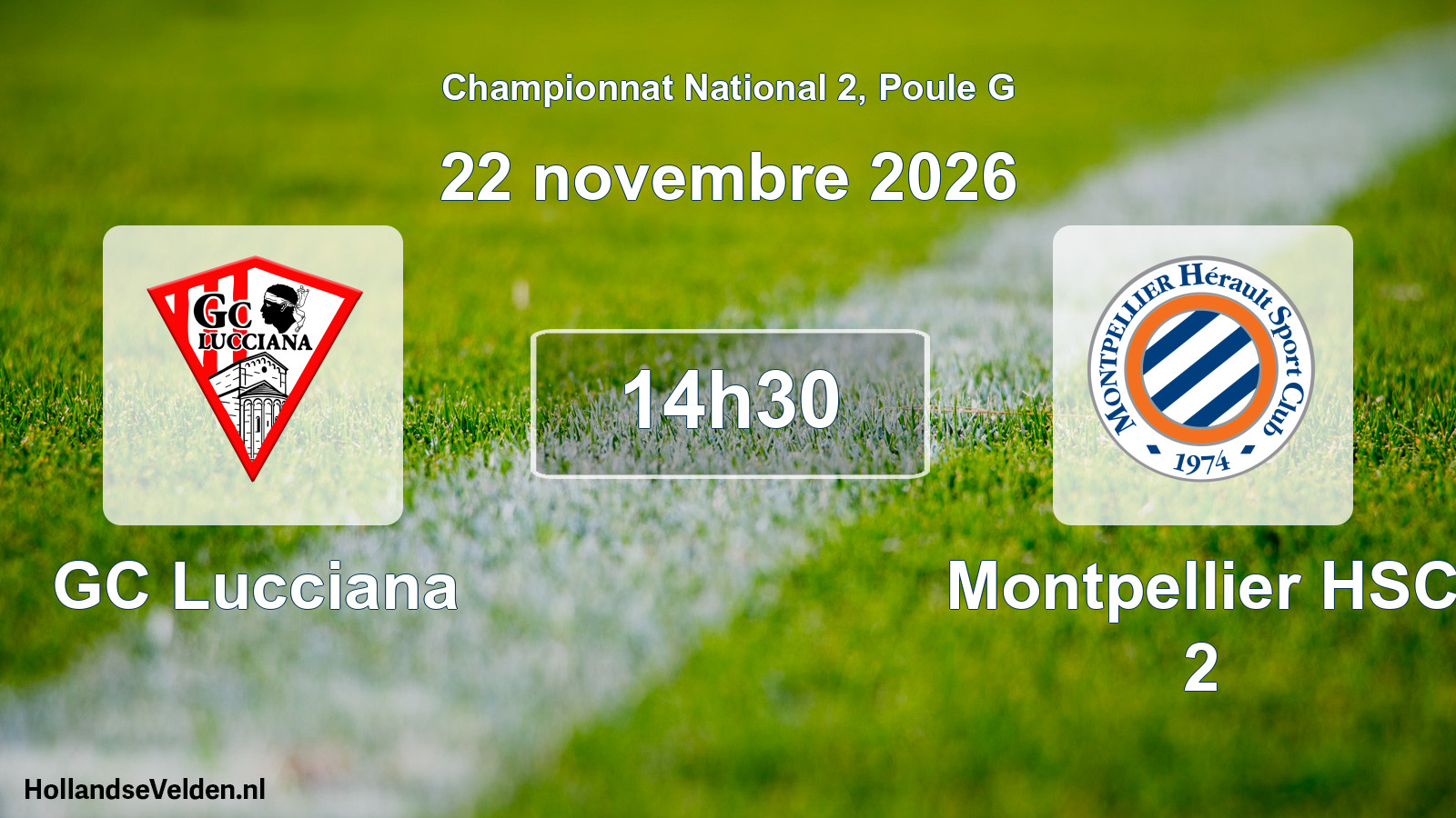 Match programmé: GC Lucciana - Montpellier HSC 2 (22 novembre 2026)