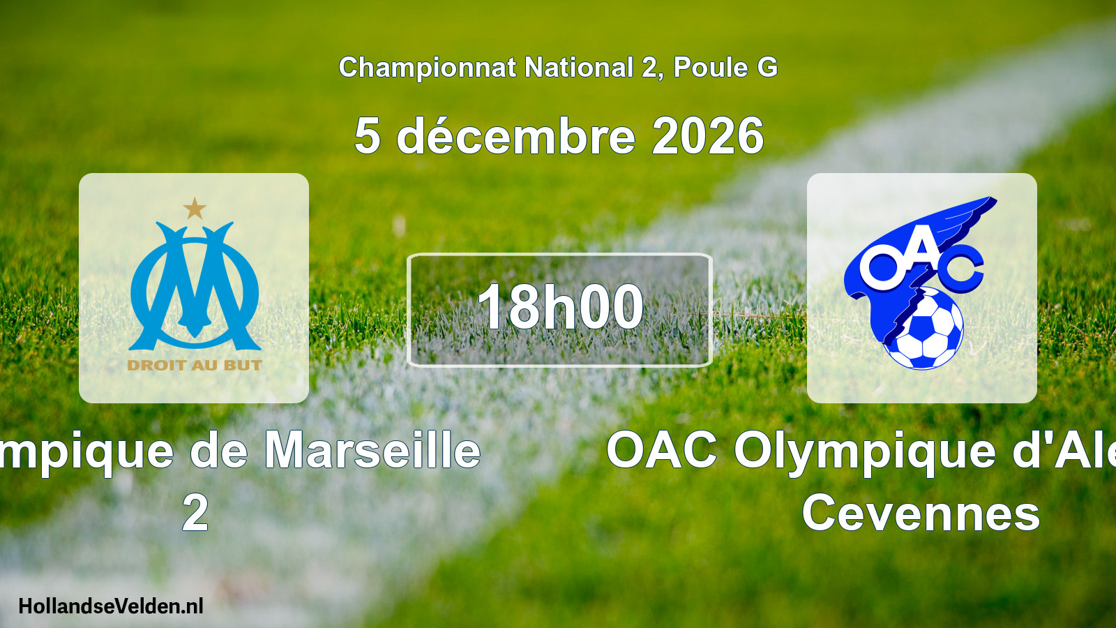 Match programmé: Olympique de Marseille 2 - OAC Olympique d'Ales en Cevennes (5 décembre 2026)