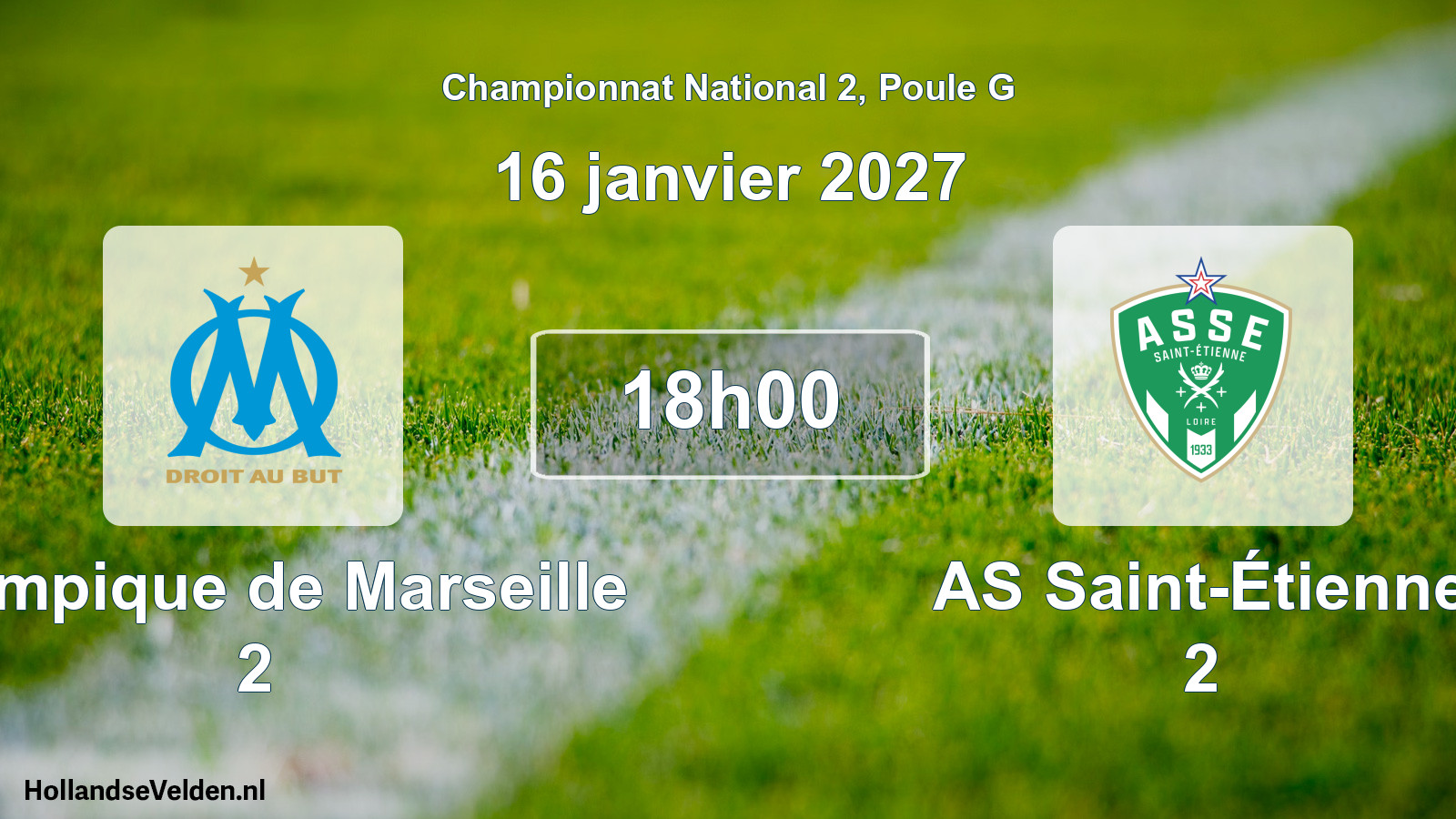 Match programmé: Olympique de Marseille 2 - AS Saint-Étienne 2 (16 janvier 2027)