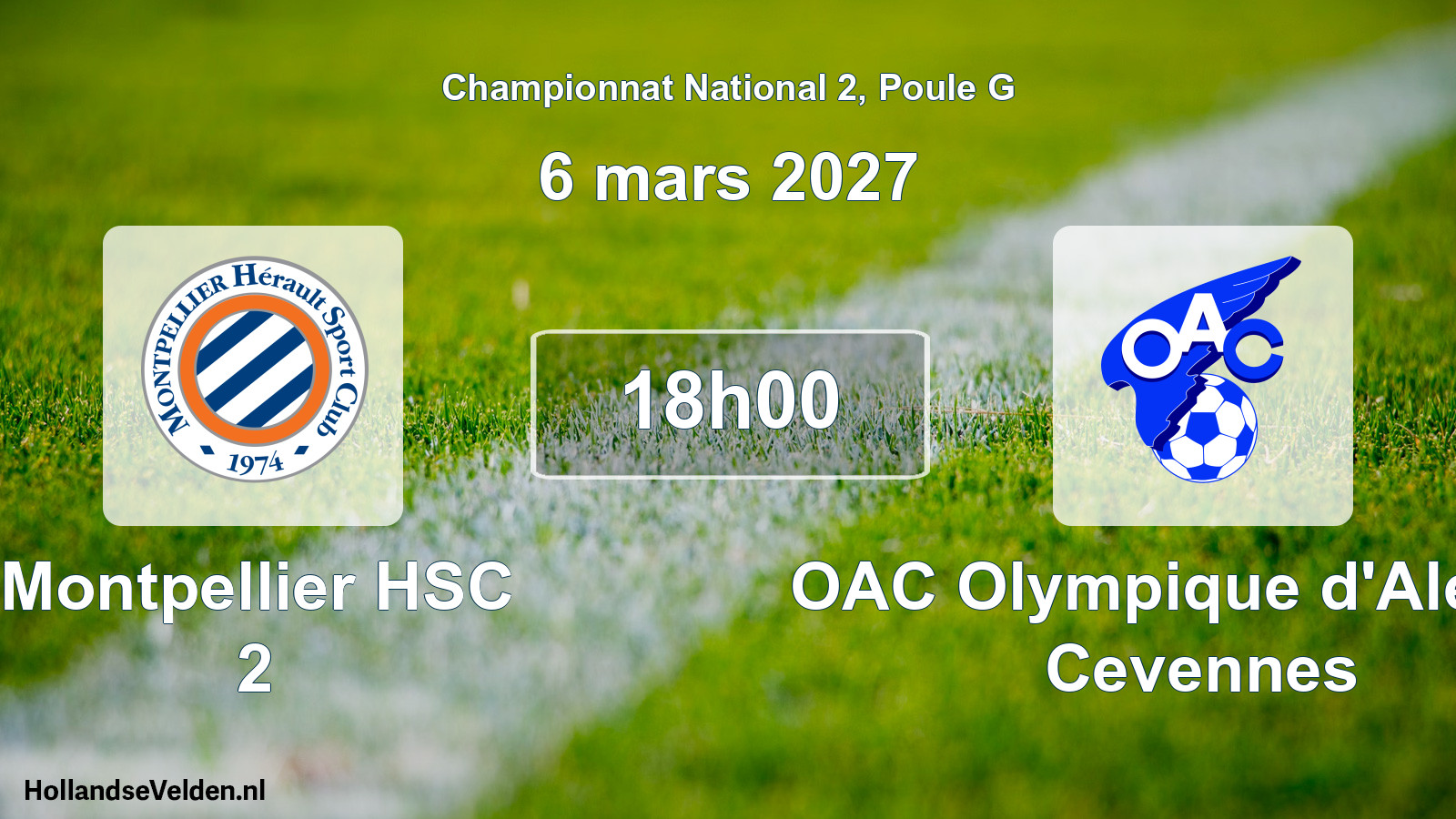 Match programmé: Montpellier HSC 2 - OAC Olympique d'Ales en Cevennes (6 mars 2027)