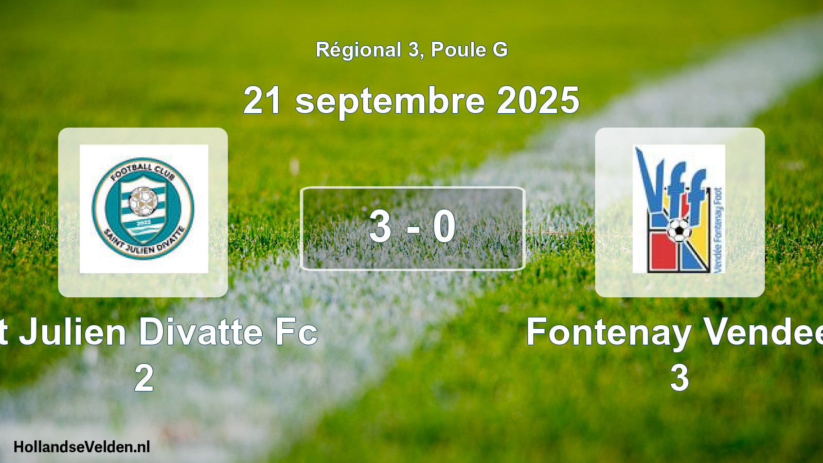 Gespeelde wedstrijd: St Julien Divatte Fc 2 - Fontenay Vendee 3 3 - 0 (21 septembre 2025)