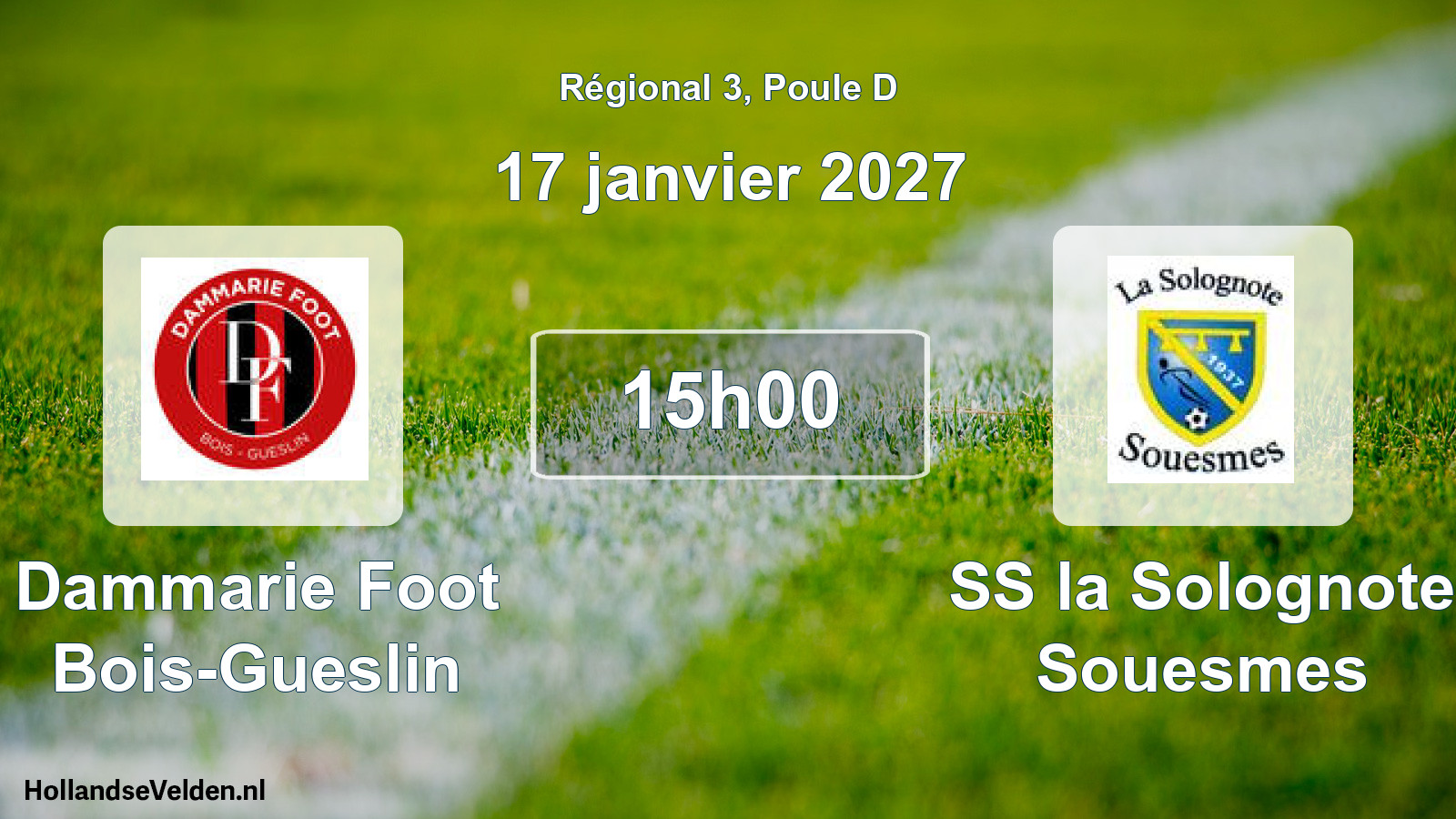Match programmé: Dammarie Foot Bois-Gueslin - SS la Solognote Souesmes (17 janvier 2027)