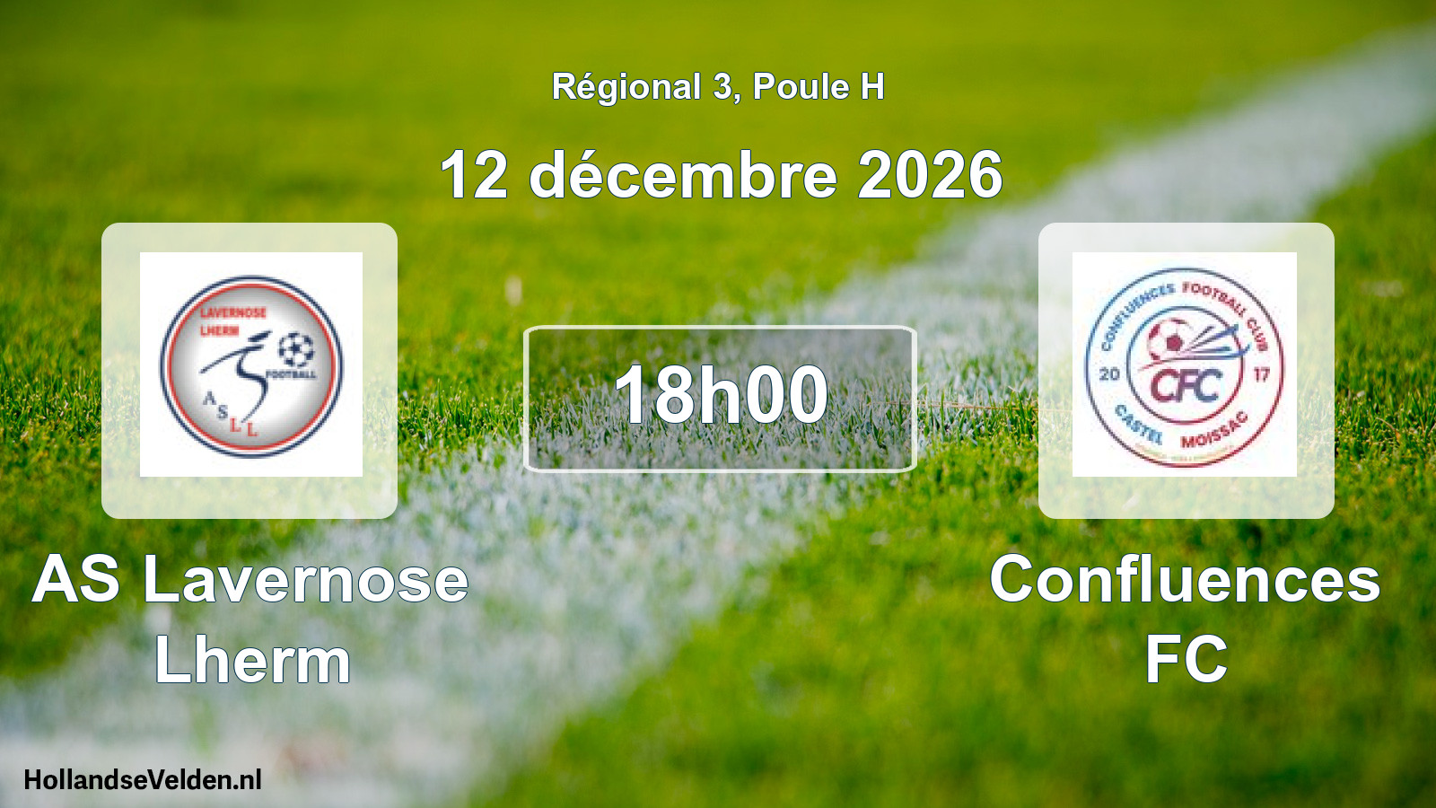 Match programmé: AS Lavernose Lherm - Confluences FC (12 décembre 2026)