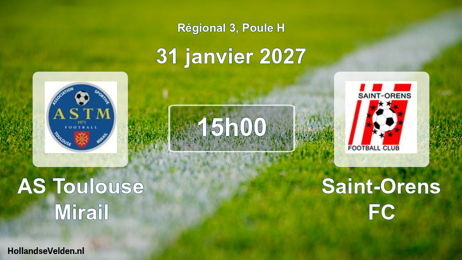 Match programmé: AS Toulouse Mirail - Saint-Orens FC (31 janvier 2027)
