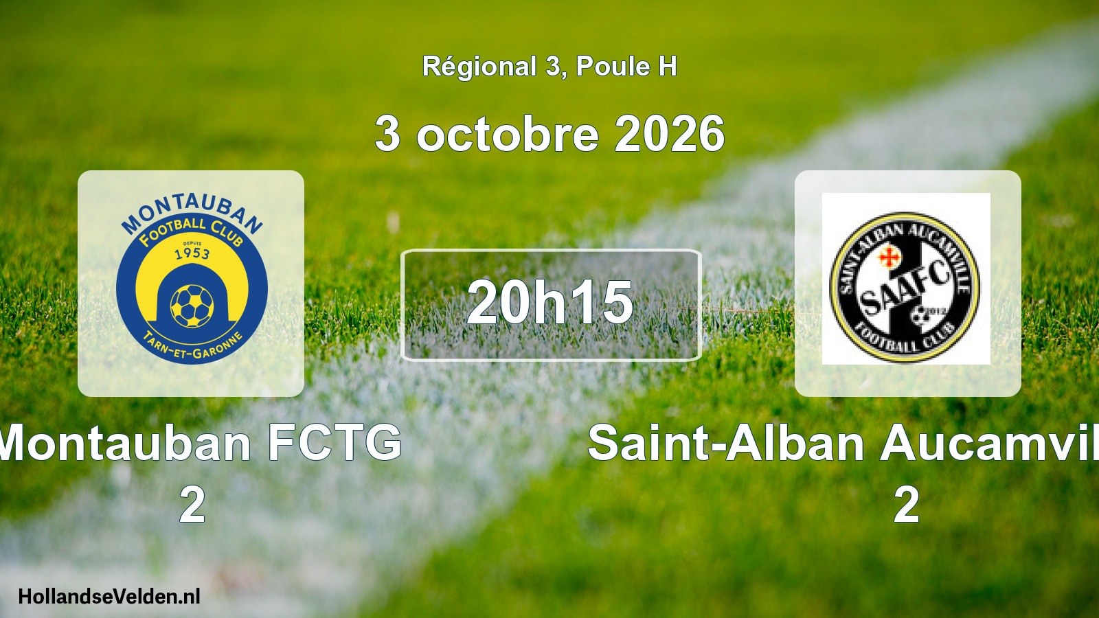 Match programmé: Montauban FCTG 2 - Saint-Alban Aucamville FC 2 (3 octobre 2026)