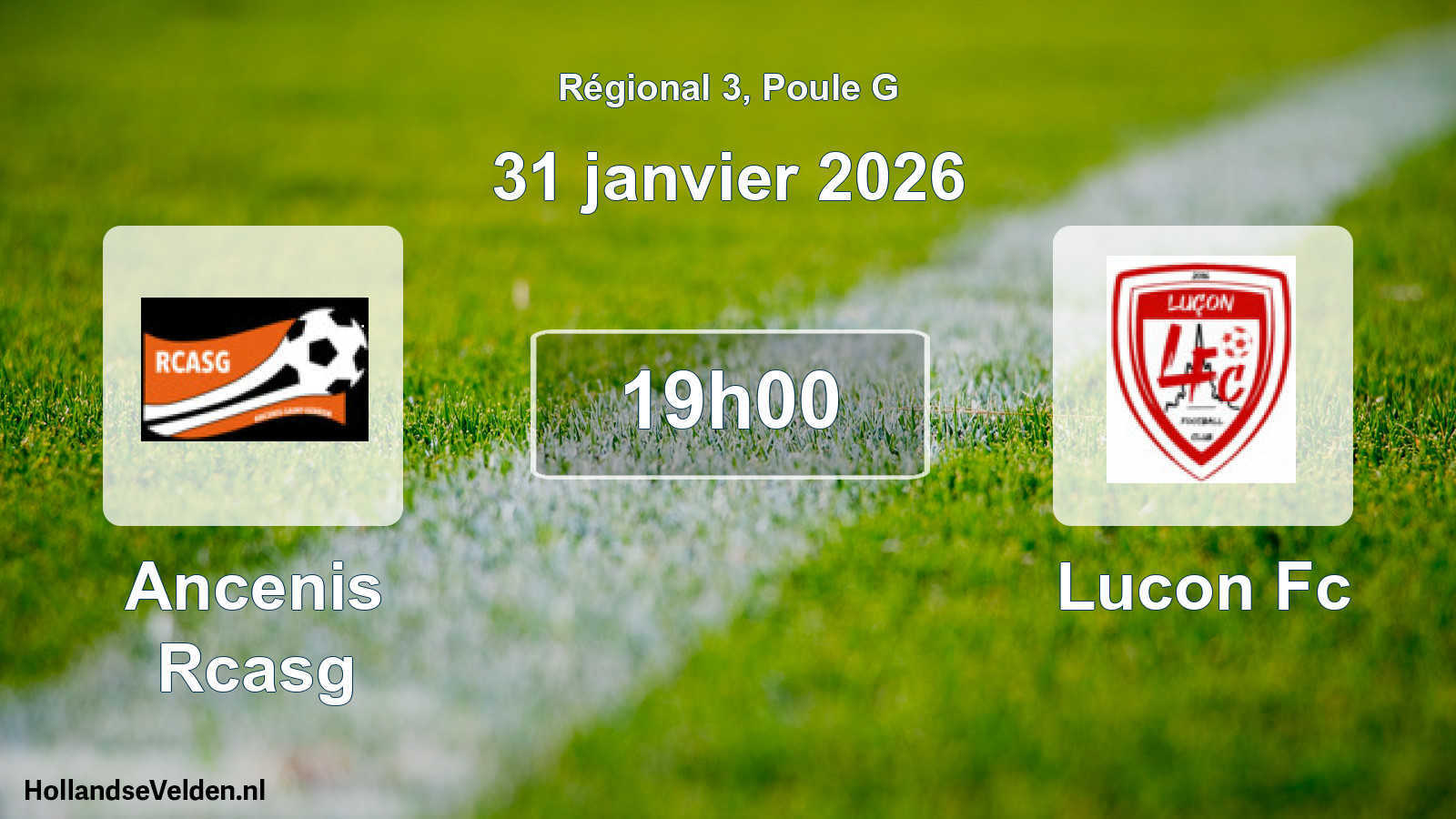 Scheduled Match: Ancenis Rcasg - Lucon Fc (31 January 2026)