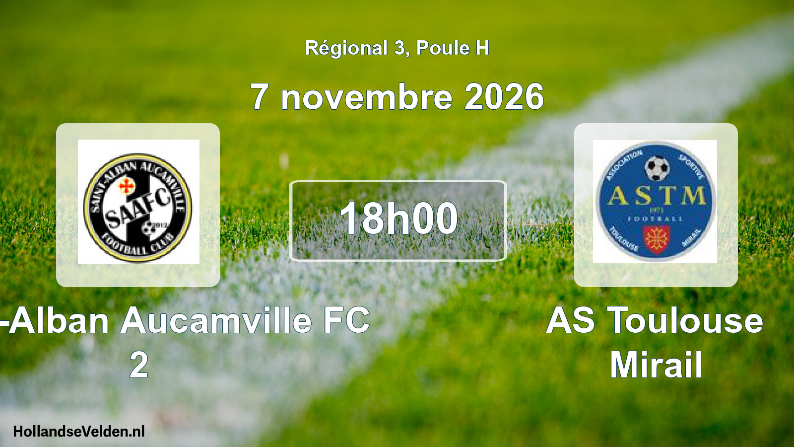 Match programmé: Saint-Alban Aucamville FC 2 - AS Toulouse Mirail (7 novembre 2026)