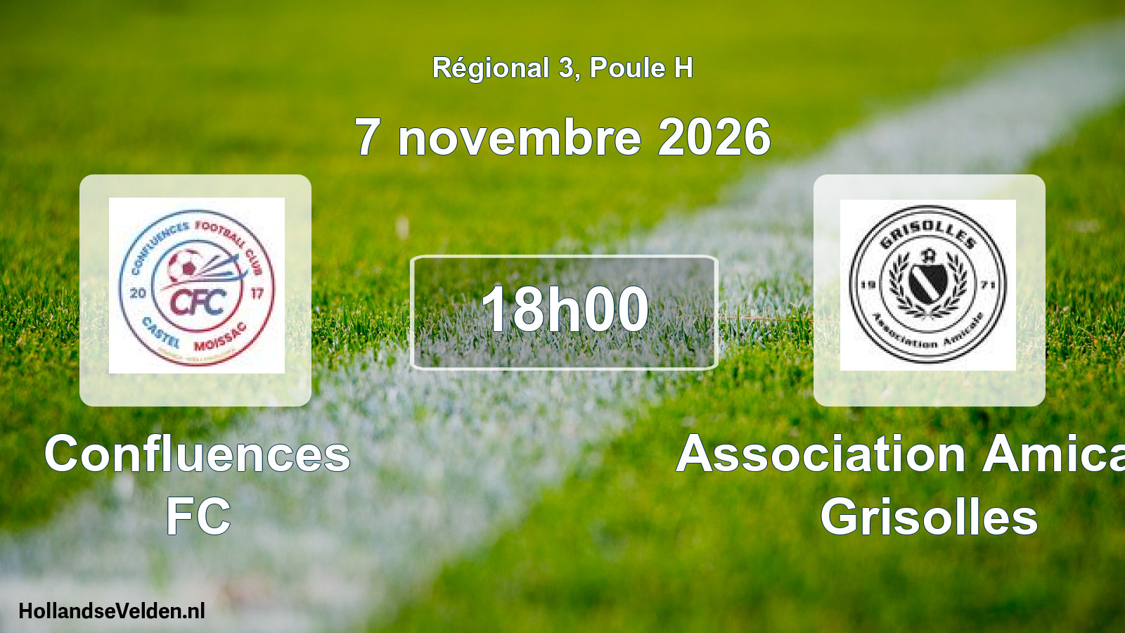 Match programmé: Confluences FC - Association Amicale Grisolles (7 novembre 2026)