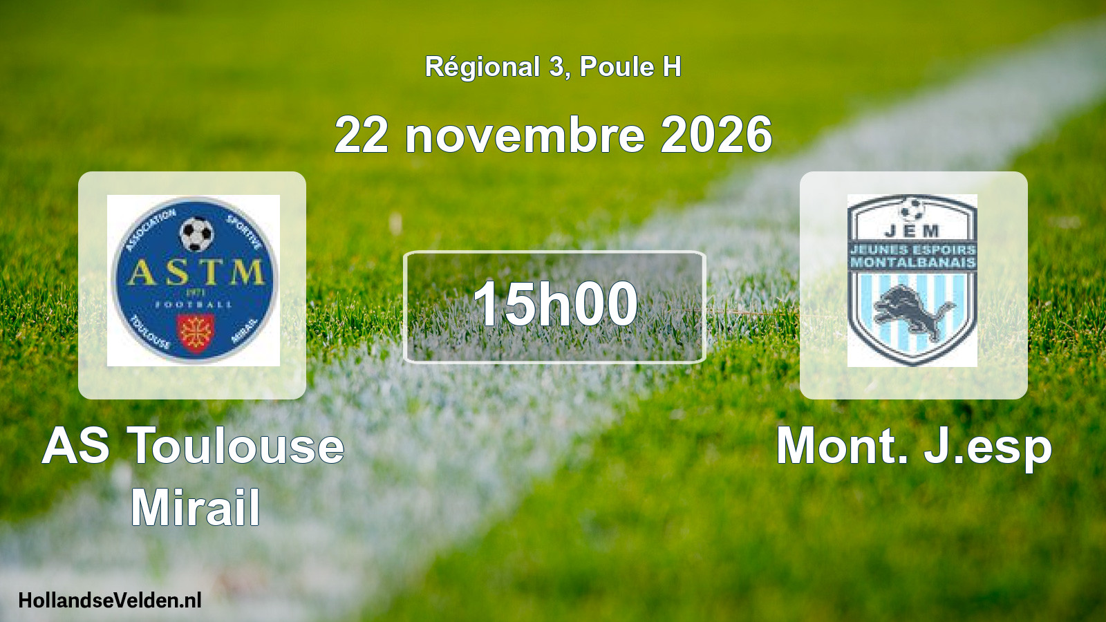 Match programmé: AS Toulouse Mirail - Mont. J.esp (22 novembre 2026)