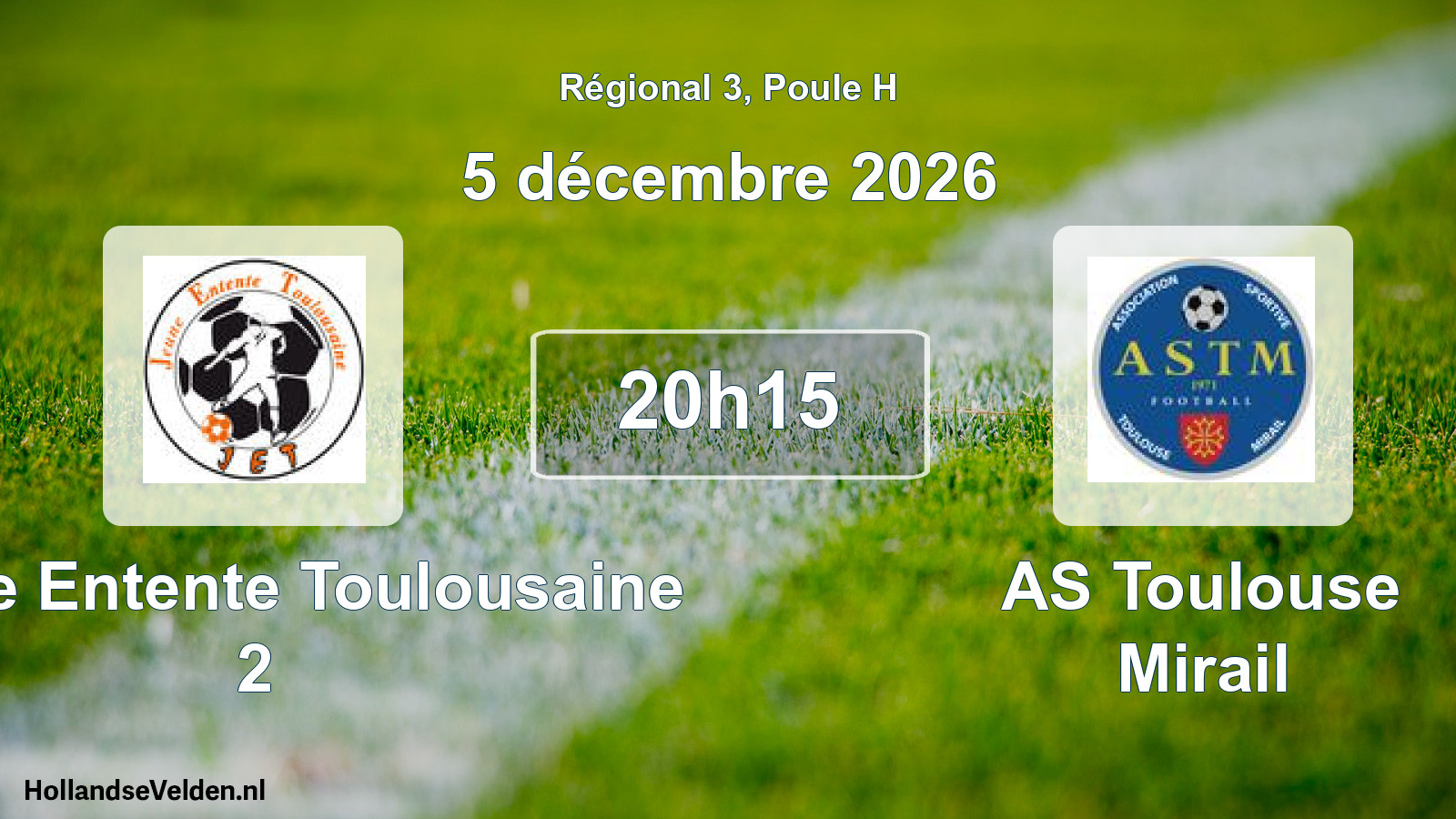 Match programmé: Jeune Entente Toulousaine 2 - AS Toulouse Mirail (5 décembre 2026)
