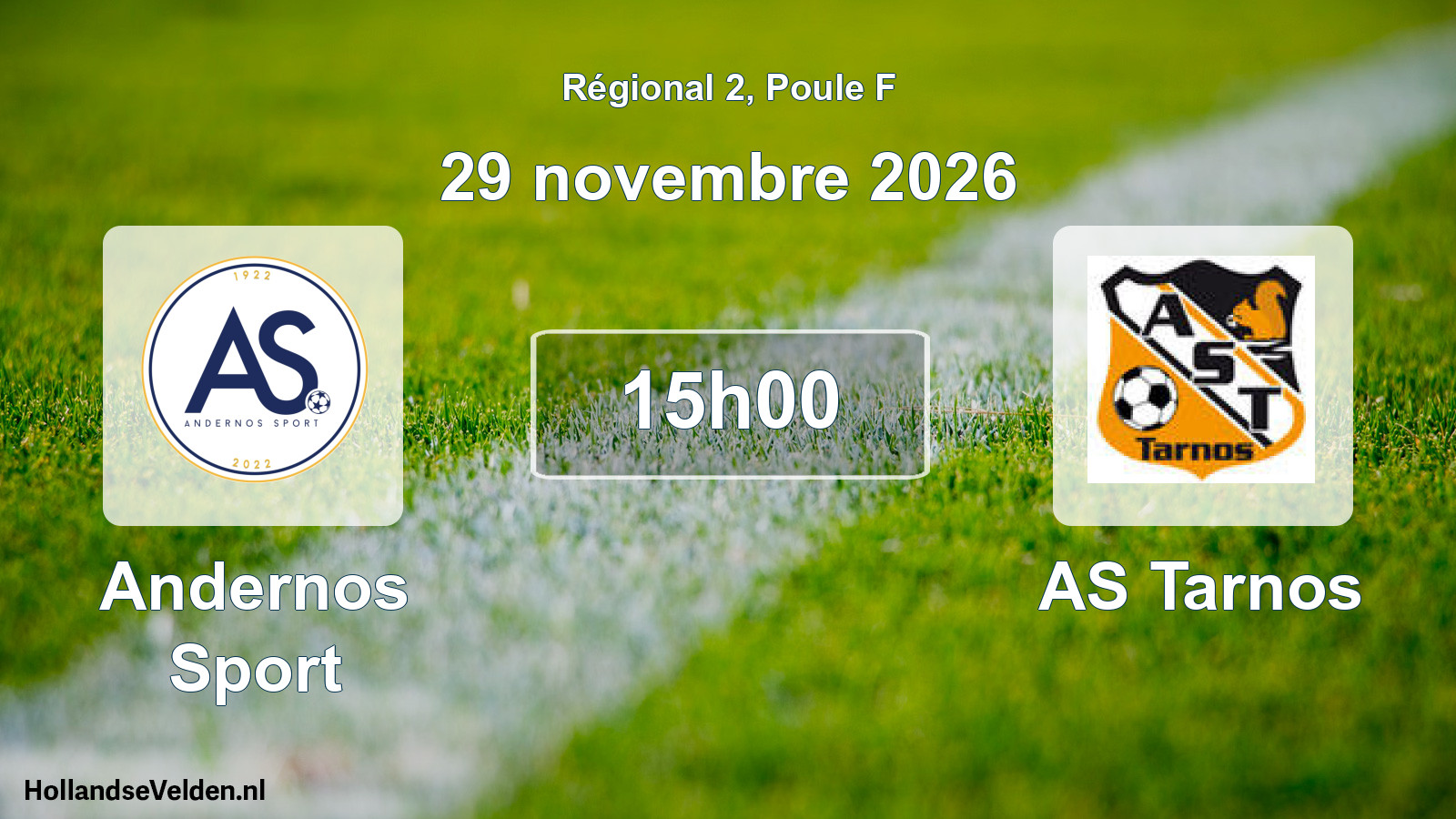 Match programmé: Andernos Sport - AS Tarnos (29 novembre 2026)