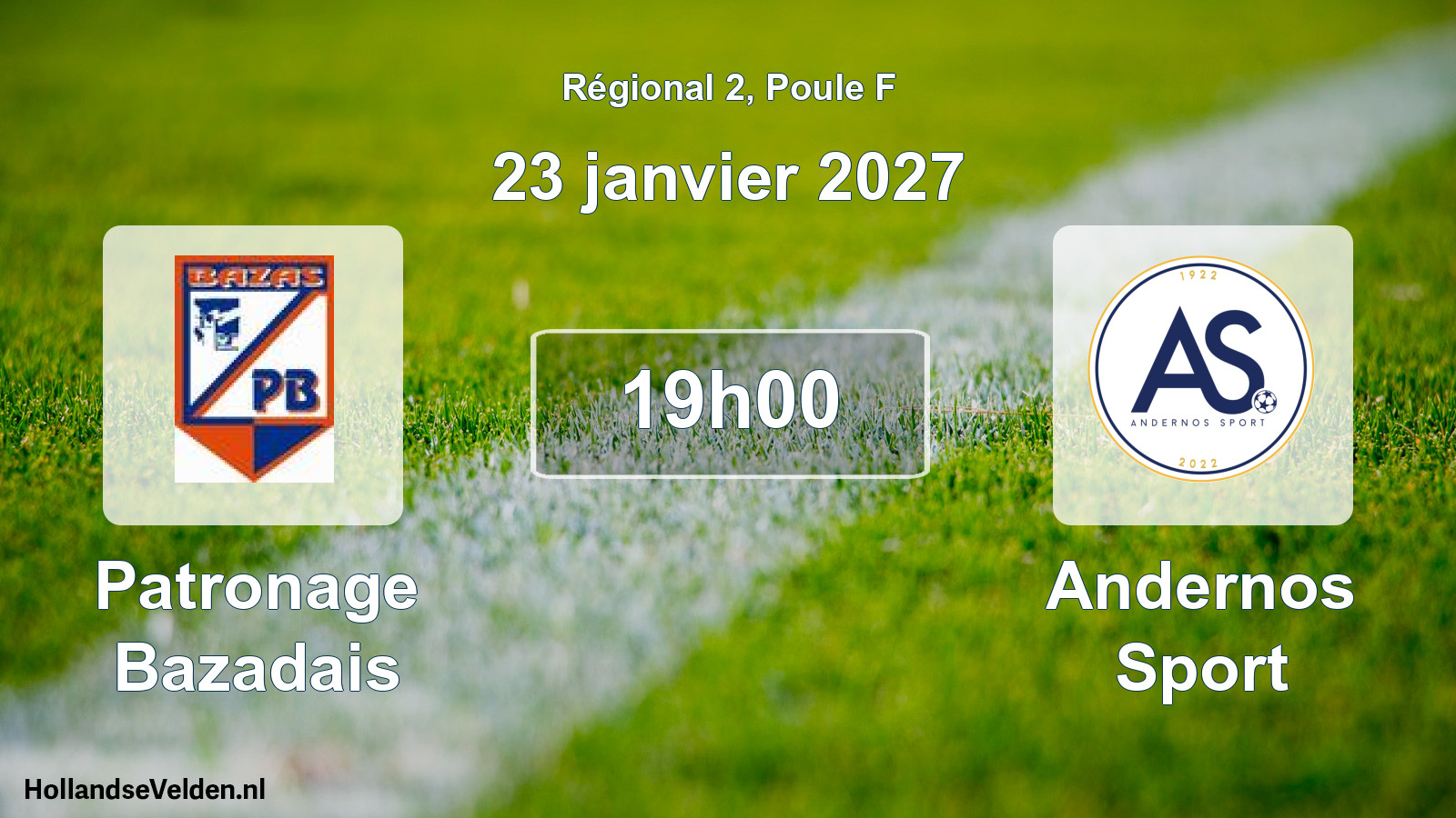 Match programmé: Patronage Bazadais - Andernos Sport (23 janvier 2027)