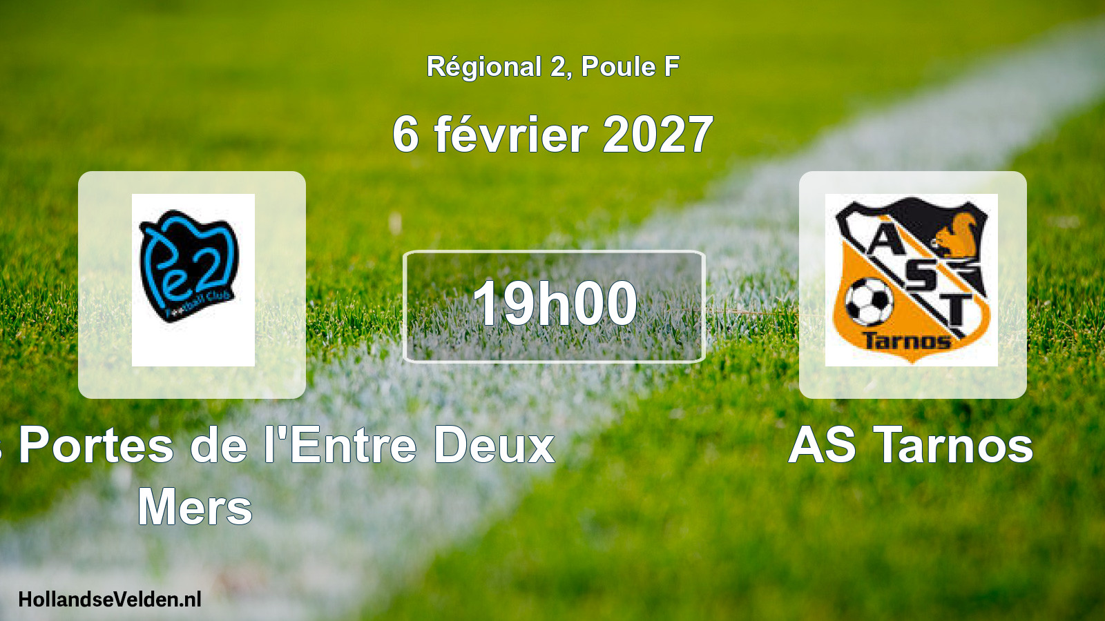 Match programmé: FC des Portes de l'Entre Deux Mers - AS Tarnos (6 février 2027)