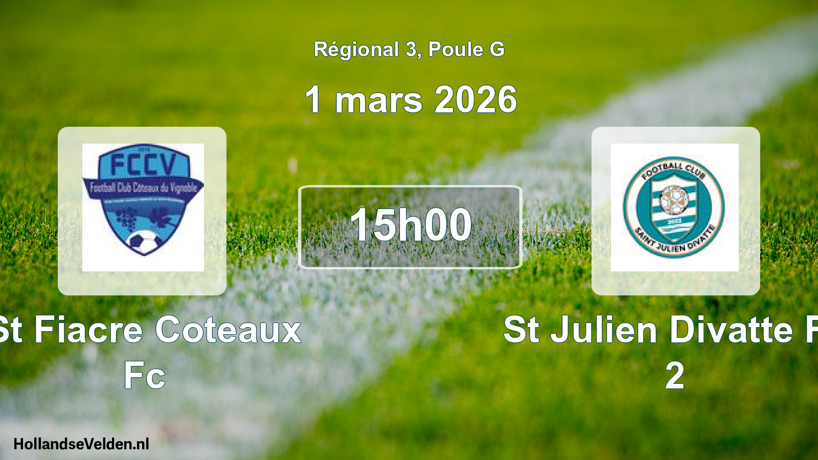 Geplande wedstrijd: St Fiacre Coteaux Fc - St Julien Divatte Fc 2 (1 maart 2026)