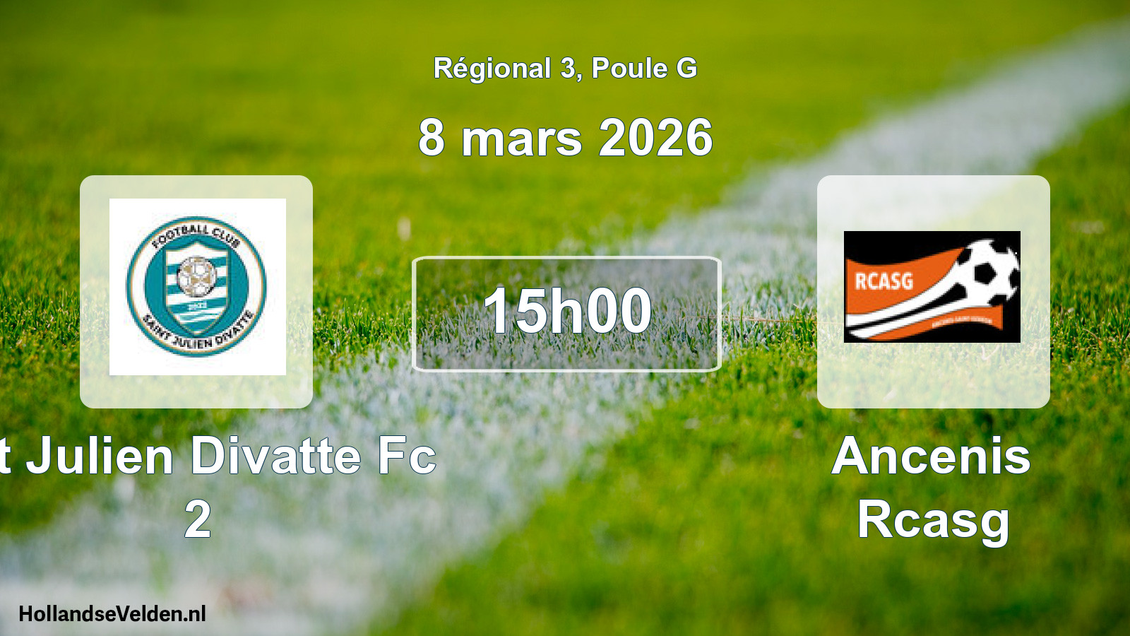 Geplande wedstrijd: St Julien Divatte Fc 2 - Ancenis Rcasg (8 mars 2026)