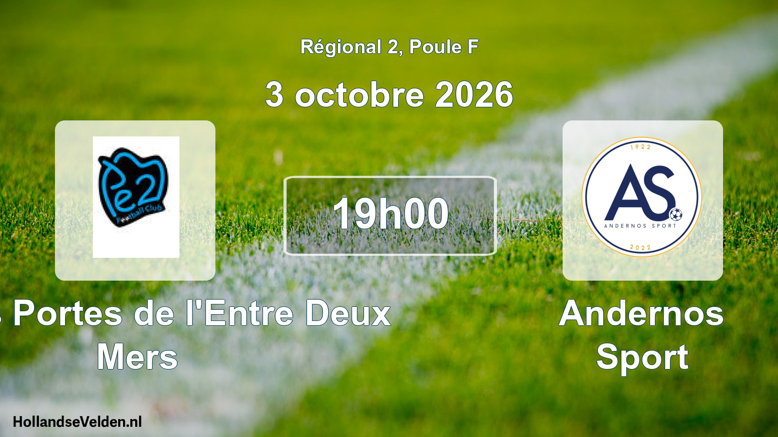 Match programmé: FC des Portes de l'Entre Deux Mers - Andernos Sport (3 octobre 2026)