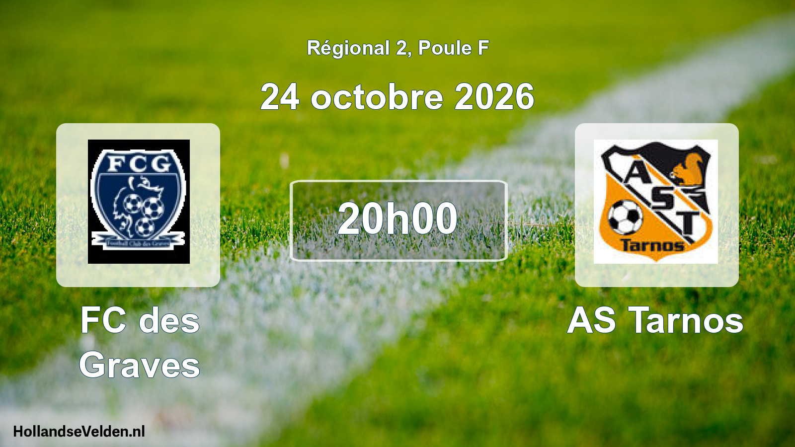 Match programmé: FC des Graves - AS Tarnos (24 octobre 2026)