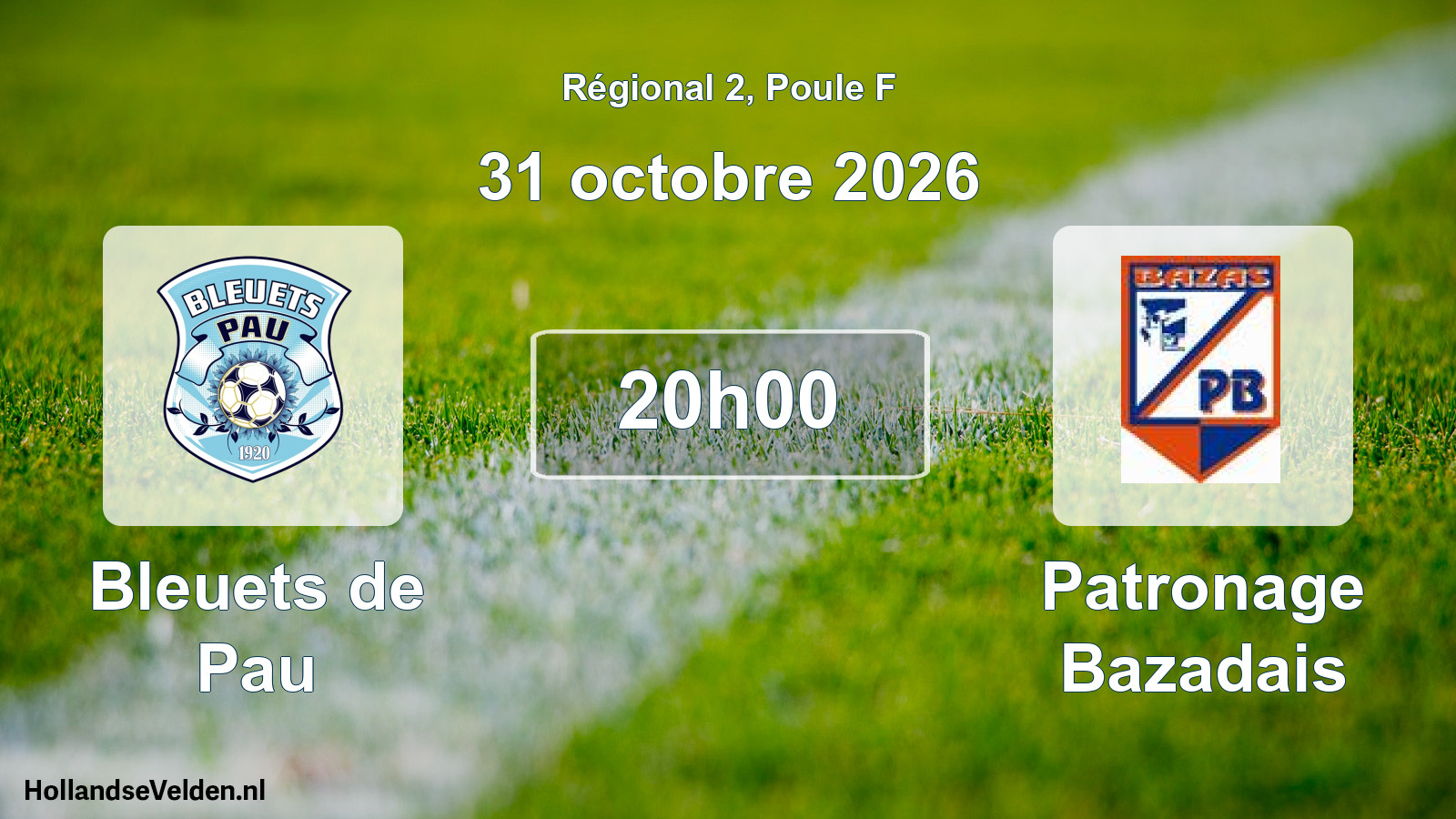 Match programmé: Bleuets de Pau - Patronage Bazadais (31 octobre 2026)